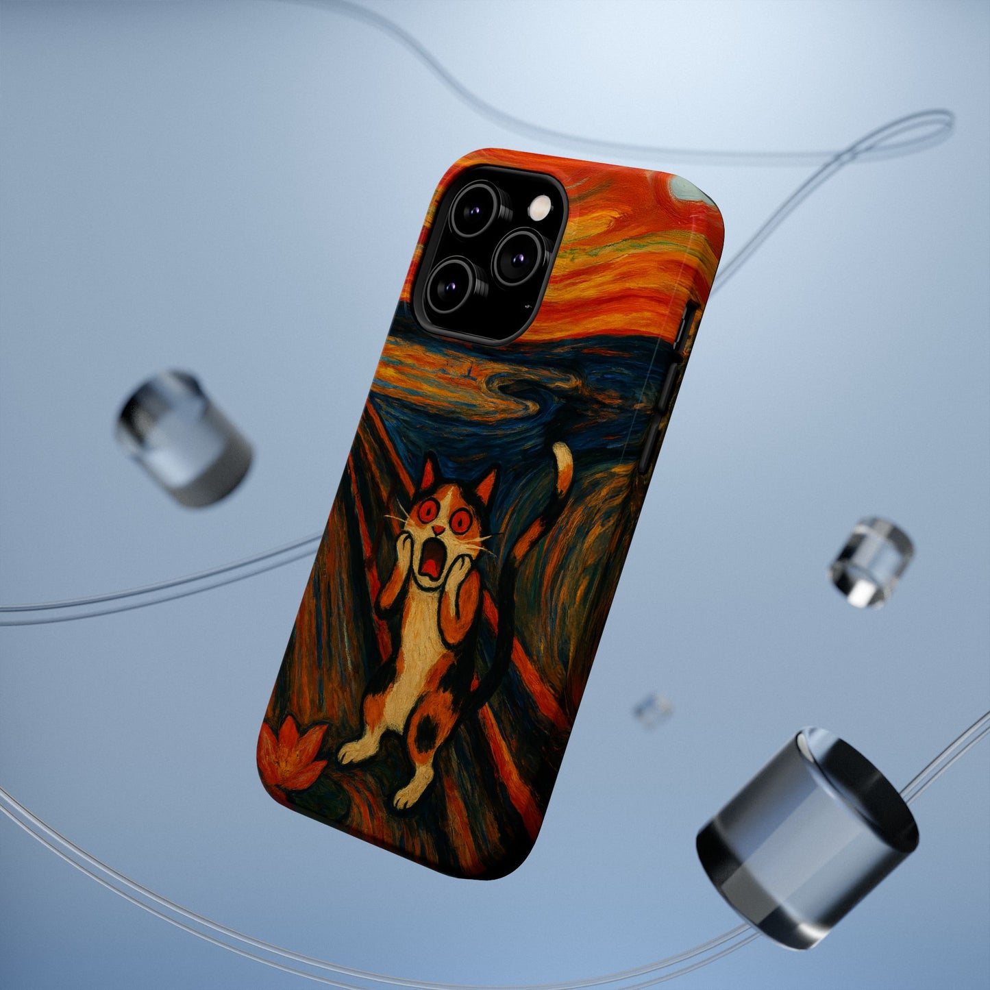 The Cat Scream โ Munch Inspired โ iPhone 16, 15, 14, 13 โ MagSafe Magnetic Tough Case by HitStickers