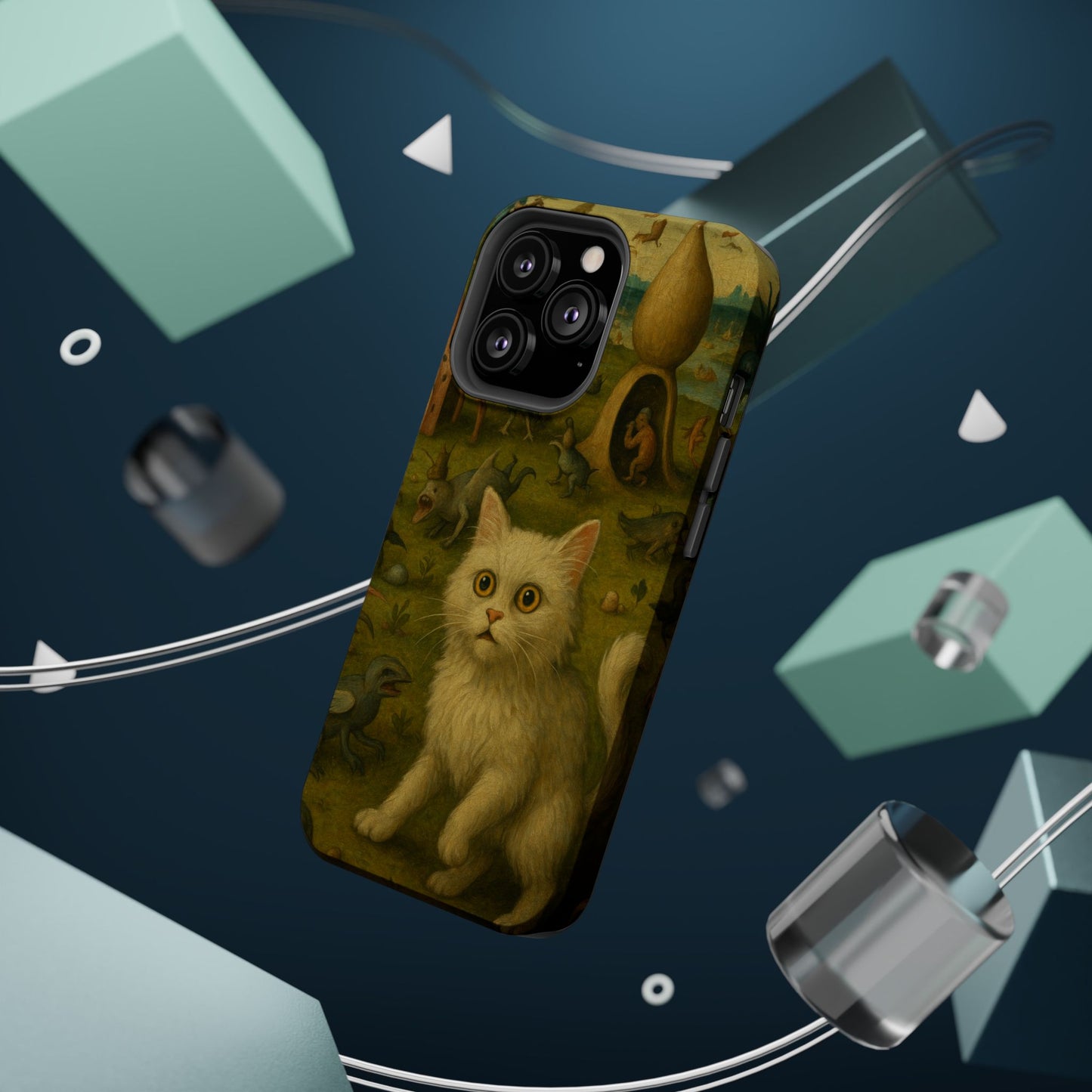 Garden of Cat Delights โ Bosch Inspired โ iPhone 16, 15, 14, 13 โ MagSafe Magnetic Tough Case by HitStickers