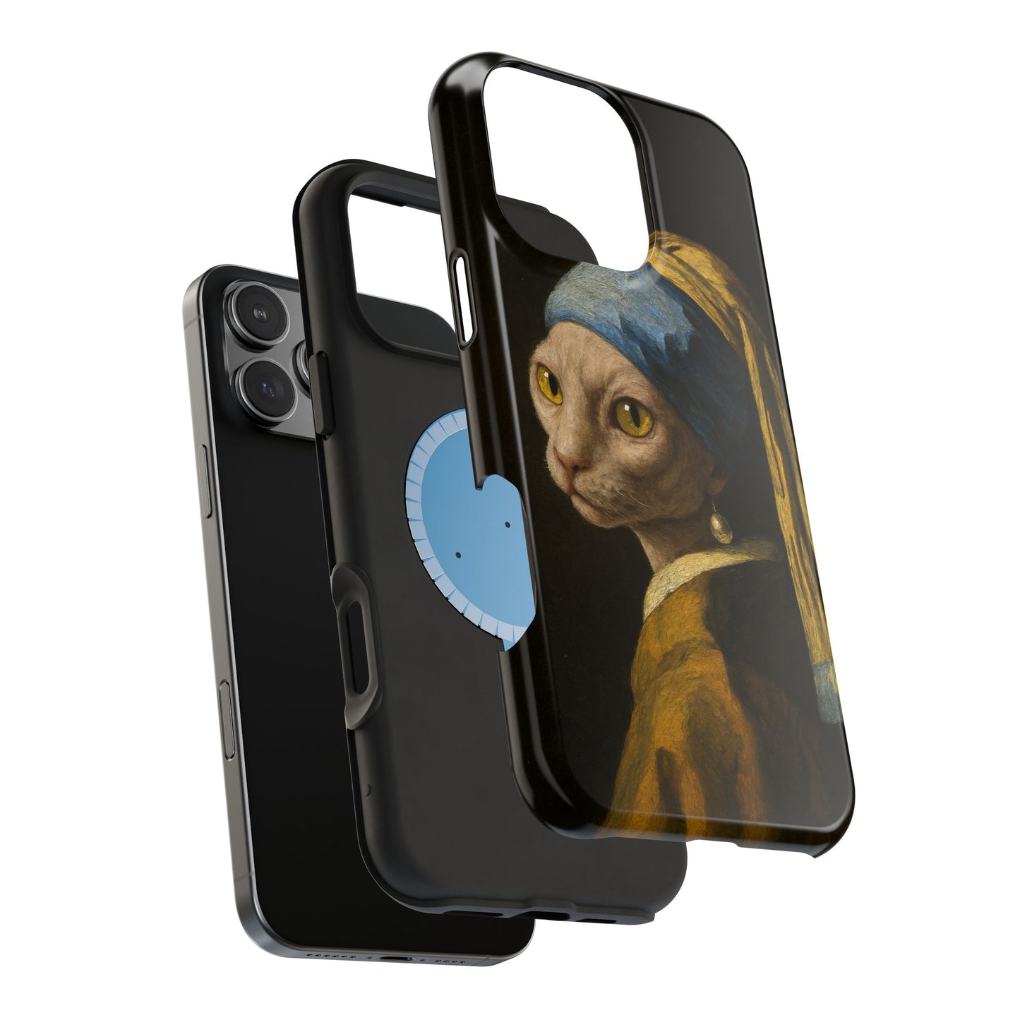 Cat with a Pearl Earring โ Vermeer Inspired โ iPhone 16, 15, 14, 13 โ MagSafe Magnetic Tough Case by HitStickers