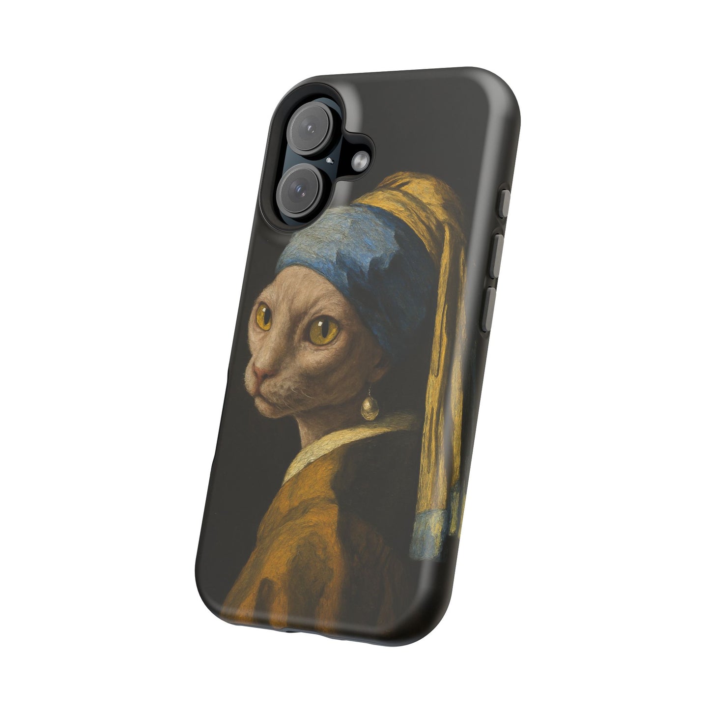 Cat with a Pearl Earring โ Vermeer Inspired โ iPhone 16, 15, 14, 13 โ MagSafe Magnetic Tough Case by HitStickers
