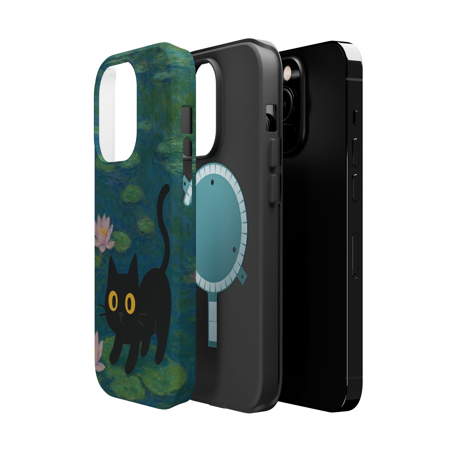 Water Lily Cat โ Monet Inspired โ iPhone 16, 15, 14, 13 โ MagSafe Magnetic Tough Case by HitStickers