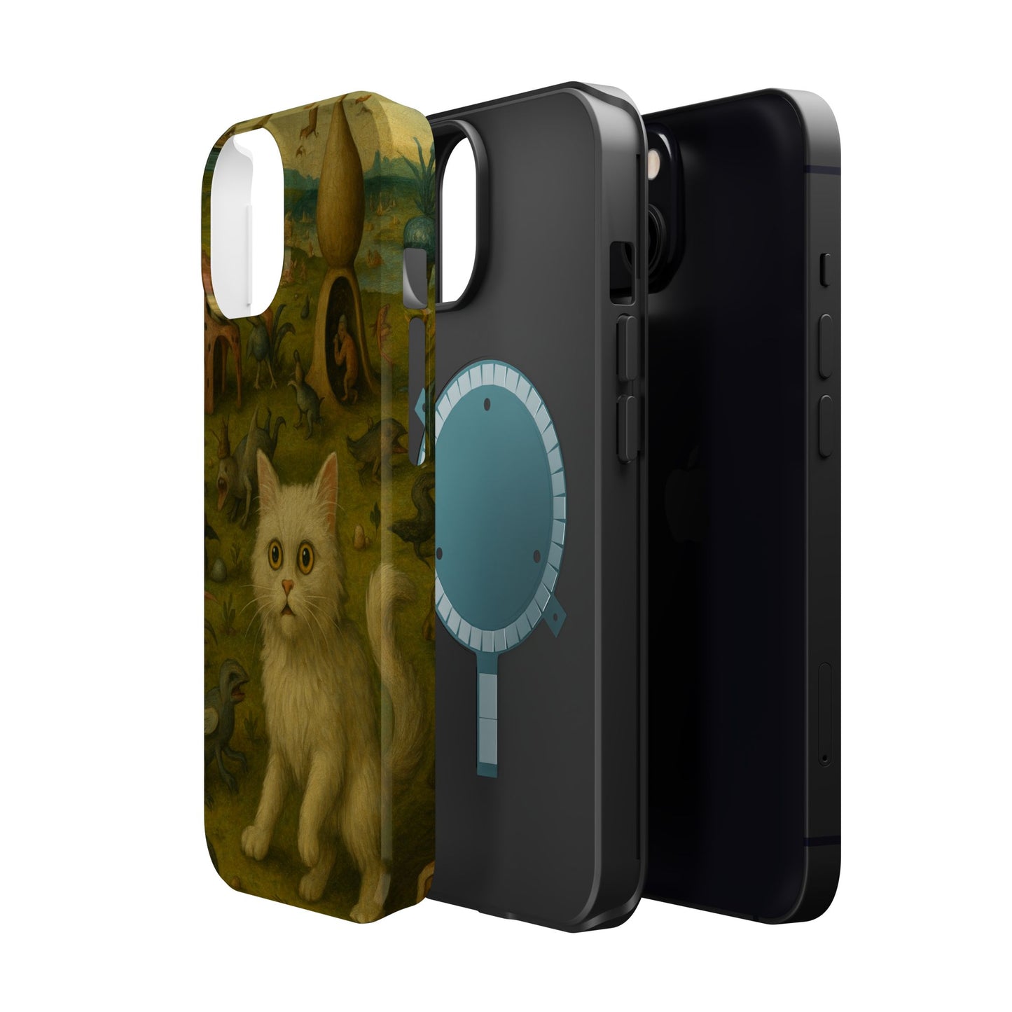 Garden of Cat Delights โ Bosch Inspired โ iPhone 16, 15, 14, 13 โ MagSafe Magnetic Tough Case by HitStickers