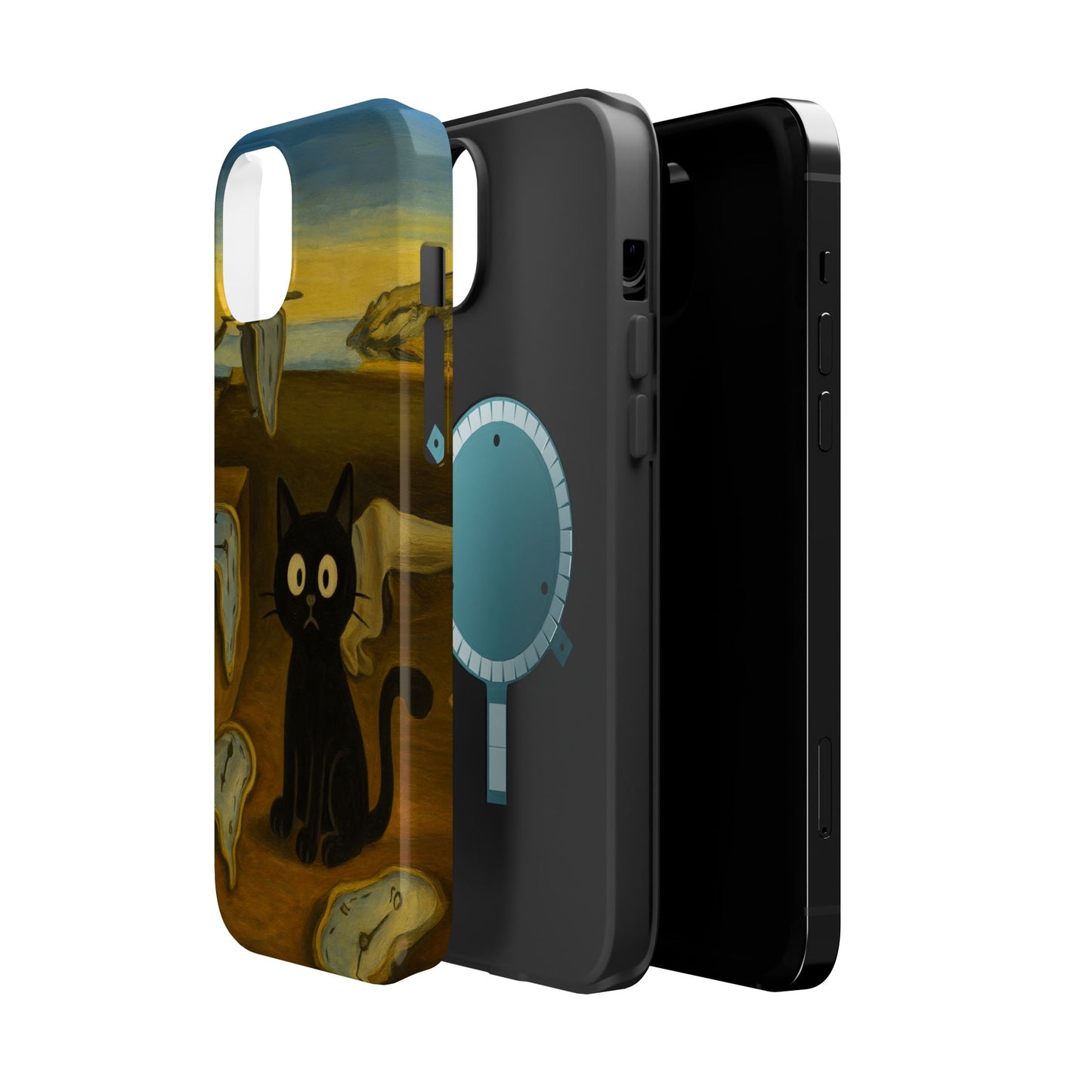 The Cat of Melting Time – Dalí Inspired – iPhone 16, 15, 14, 13 – MagSafe Magnetic Tough Case by HitStickers
