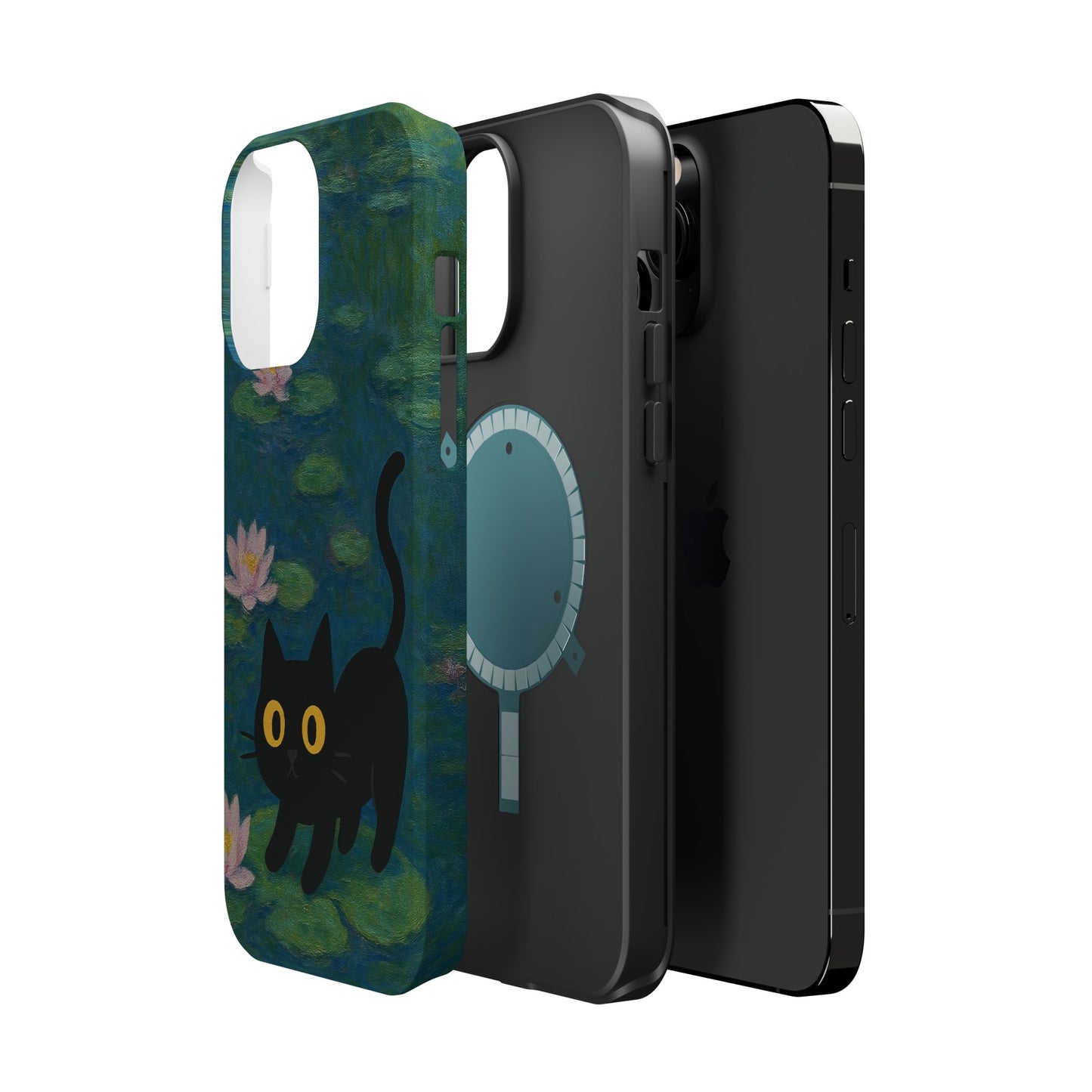 Water Lily Cat โ Monet Inspired โ iPhone 16, 15, 14, 13 โ MagSafe Magnetic Tough Case by HitStickers