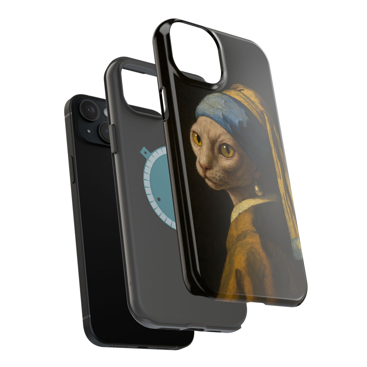 Cat with a Pearl Earring โ Vermeer Inspired โ iPhone 16, 15, 14, 13 โ MagSafe Magnetic Tough Case by HitStickers