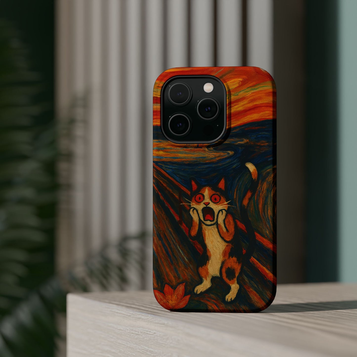 The Cat Scream โ Munch Inspired โ iPhone 16, 15, 14, 13 โ MagSafe Magnetic Tough Case by HitStickers