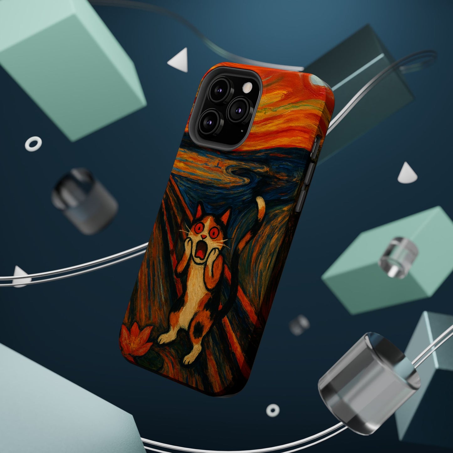 The Cat Scream โ Munch Inspired โ iPhone 16, 15, 14, 13 โ MagSafe Magnetic Tough Case by HitStickers
