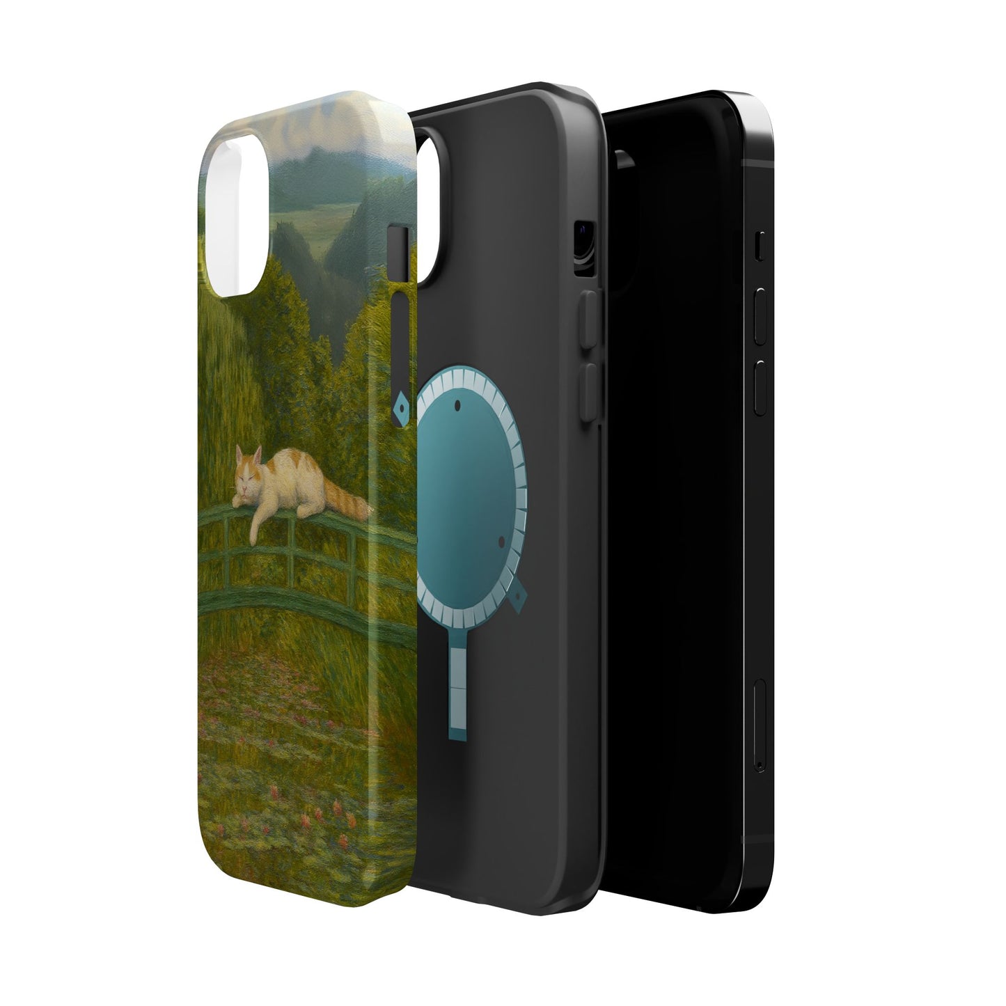 Sleeping Cat on the Japanese Bridge โ Monet Inspired โ iPhone 16, 15, 14, 13 โ MagSafe Magnetic Tough Case by HitStickers
