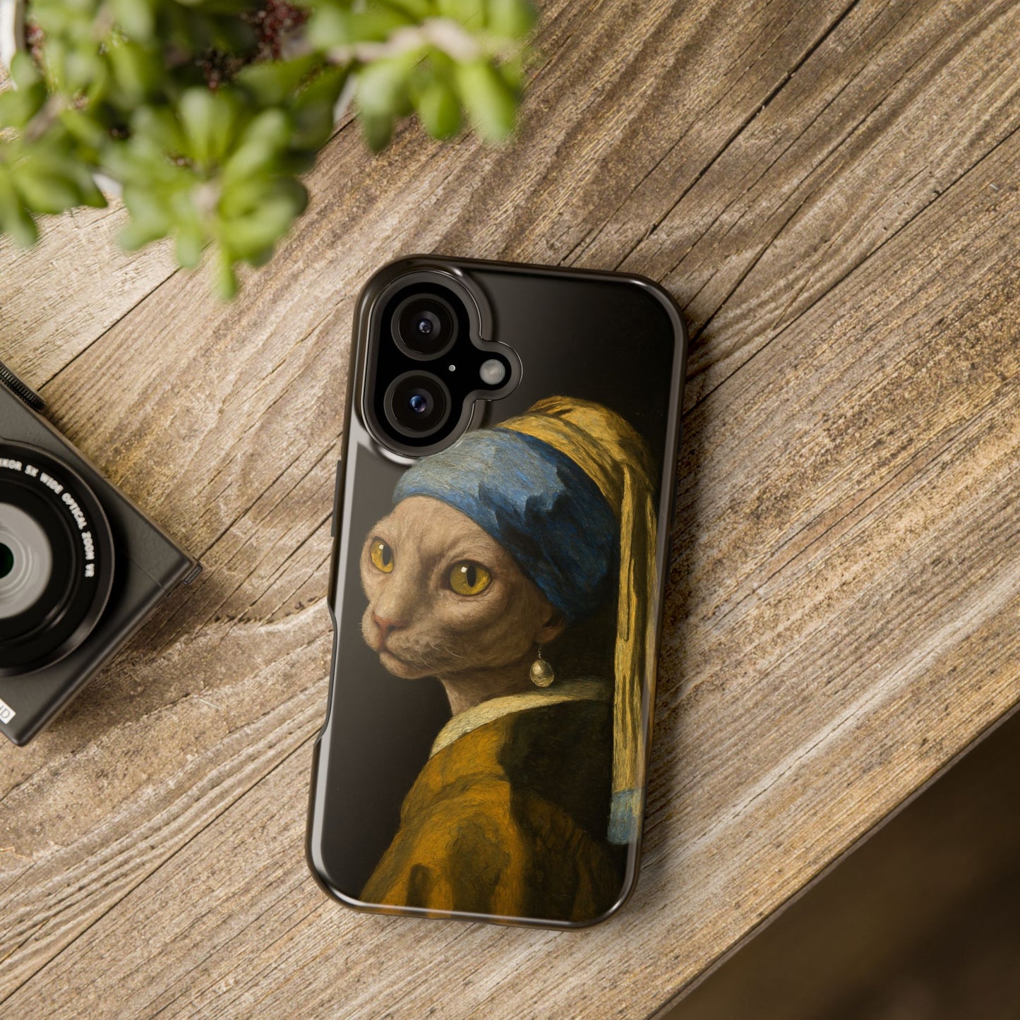 Cat with a Pearl Earring โ Vermeer Inspired โ iPhone 16, 15, 14, 13 โ MagSafe Magnetic Tough Case by HitStickers