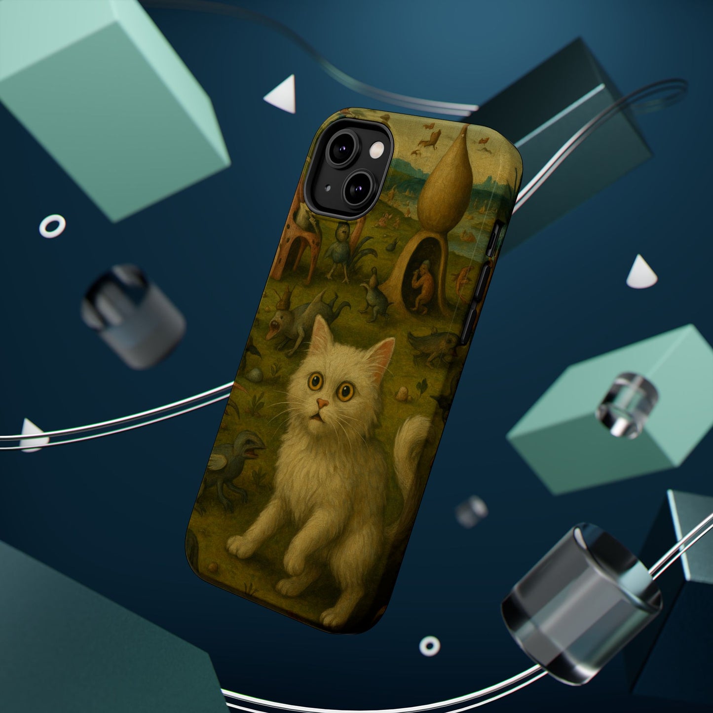Garden of Cat Delights โ Bosch Inspired โ iPhone 16, 15, 14, 13 โ MagSafe Magnetic Tough Case by HitStickers