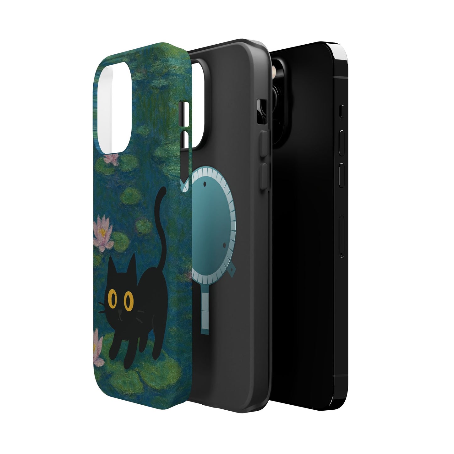 Water Lily Cat โ Monet Inspired โ iPhone 16, 15, 14, 13 โ MagSafe Magnetic Tough Case by HitStickers