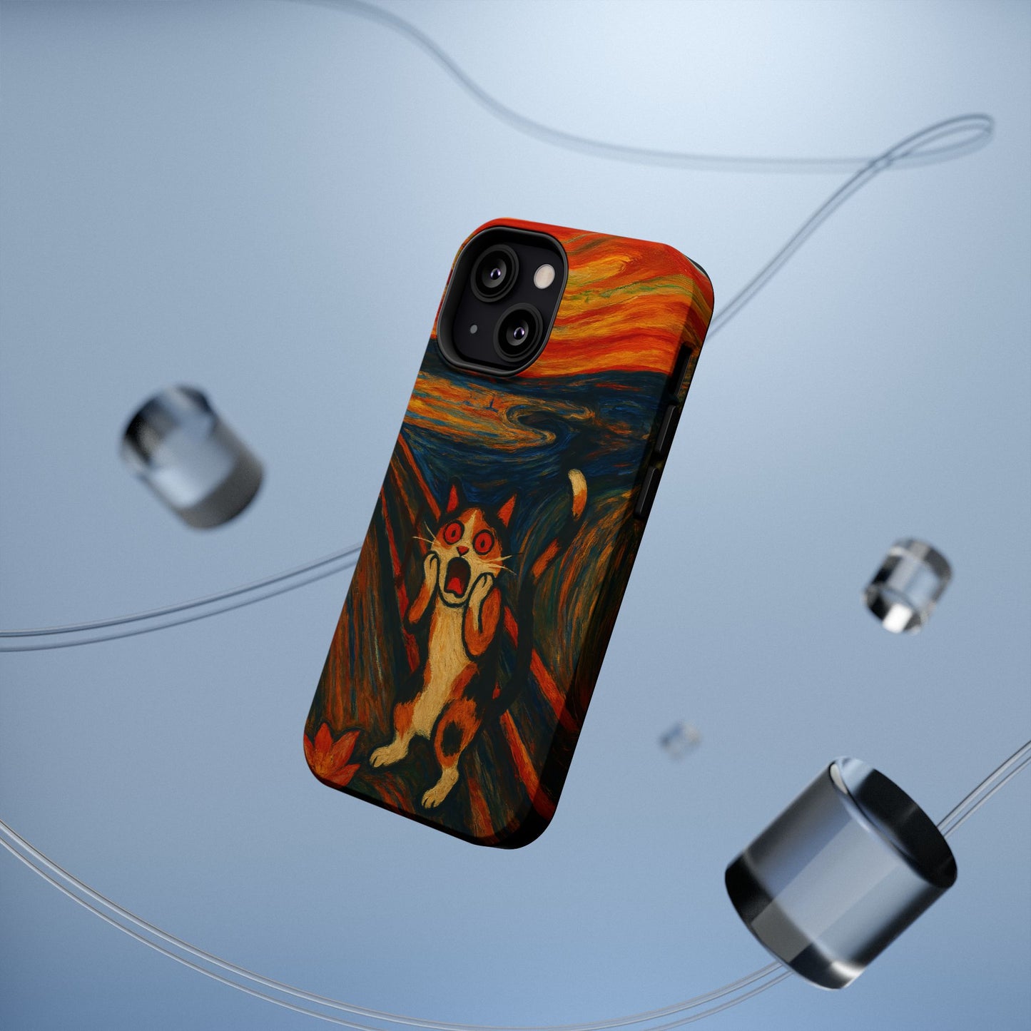 The Cat Scream โ Munch Inspired โ iPhone 16, 15, 14, 13 โ MagSafe Magnetic Tough Case by HitStickers