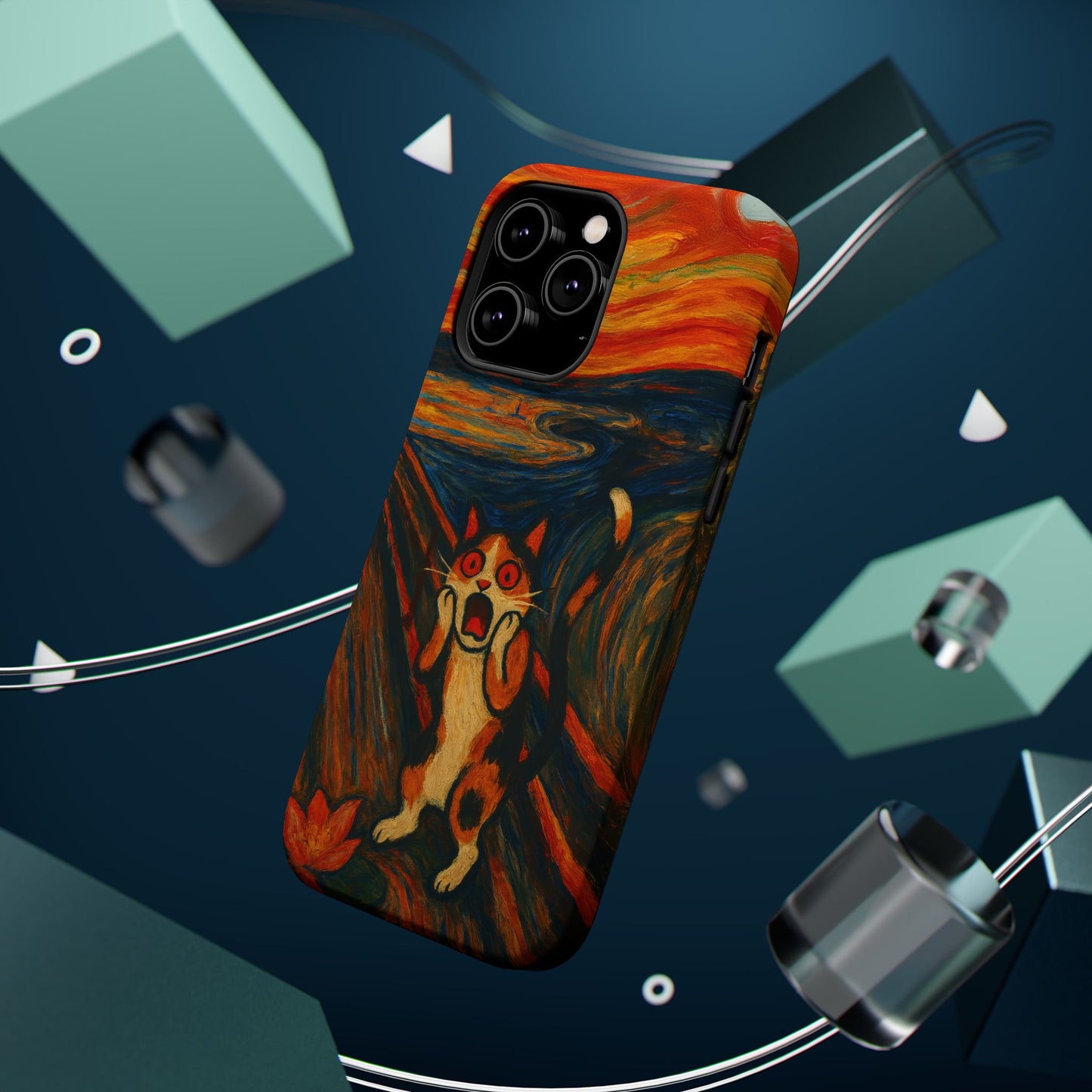 The Cat Scream โ Munch Inspired โ iPhone 16, 15, 14, 13 โ MagSafe Magnetic Tough Case by HitStickers