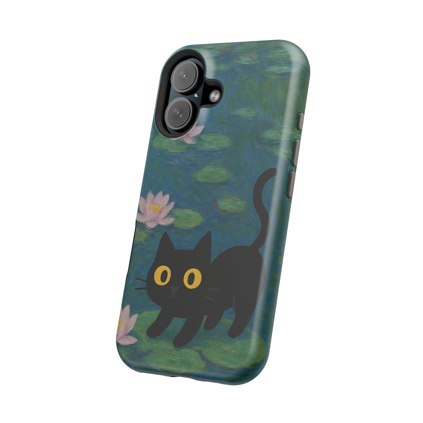 Water Lily Cat โ Monet Inspired โ iPhone 16, 15, 14, 13 โ MagSafe Magnetic Tough Case by HitStickers