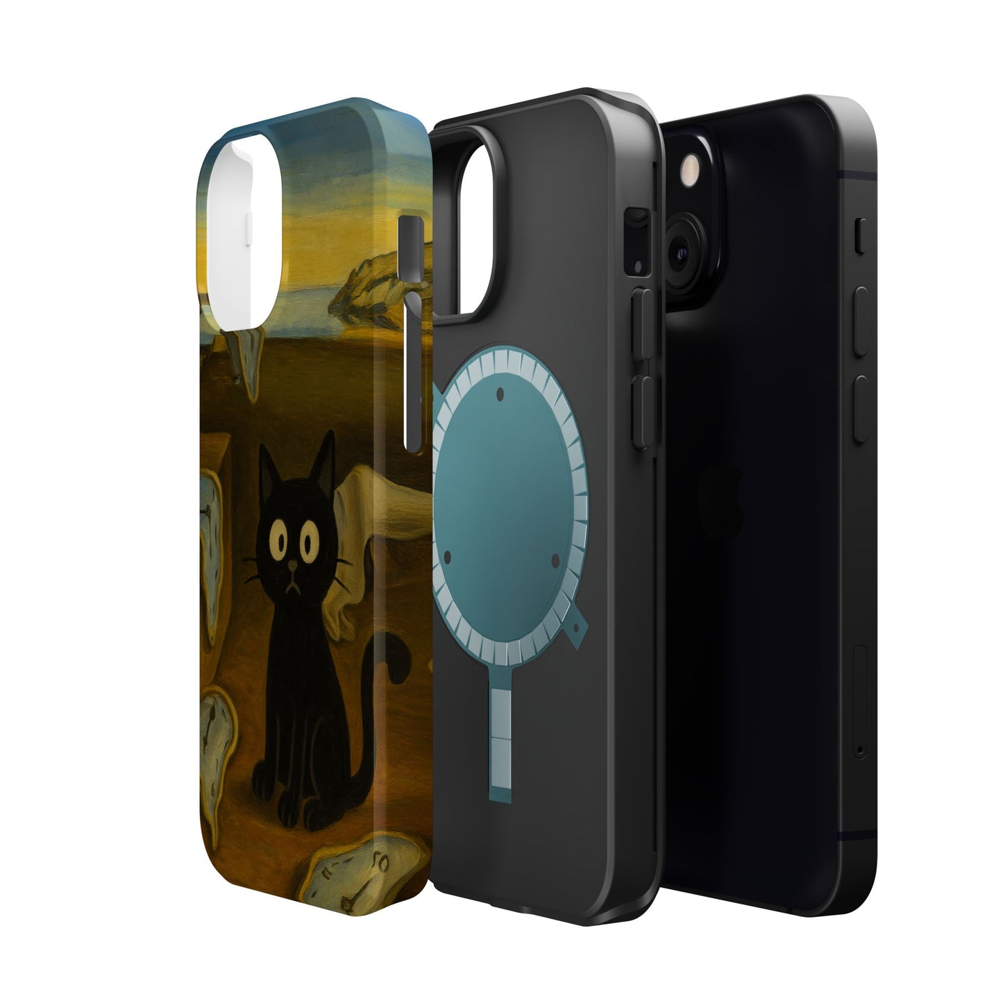 The Cat of Melting Time – Dalí Inspired – iPhone 16, 15, 14, 13 – MagSafe Magnetic Tough Case by HitStickers