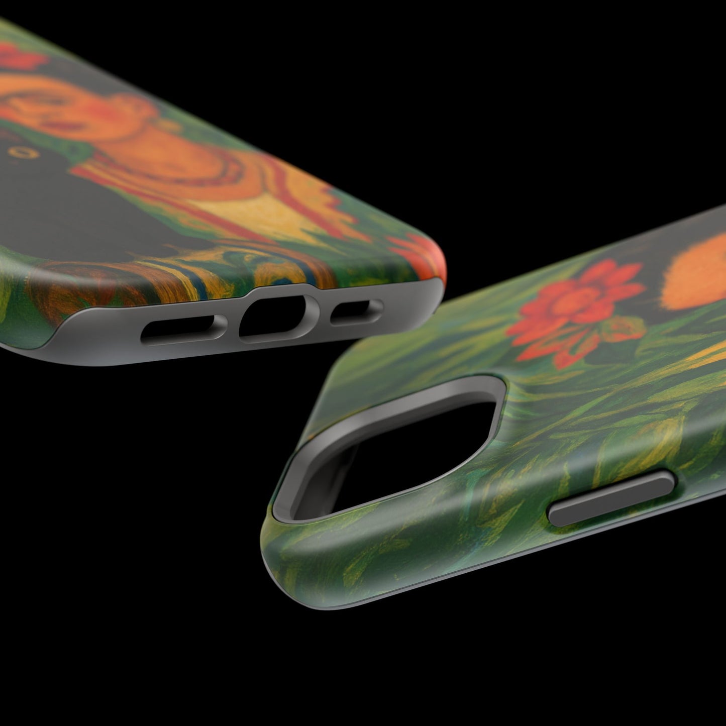 Frida & the Black Cat โ Kahlo Inspired โ iPhone 16, 15, 14, 13 โ MagSafe Magnetic Tough Case by HitStickers