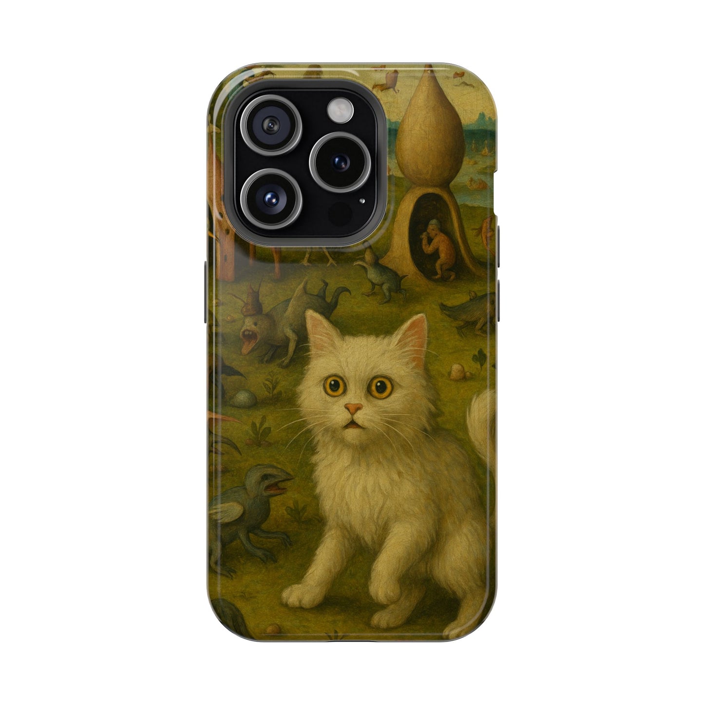 Garden of Cat Delights โ Bosch Inspired โ iPhone 16, 15, 14, 13 โ MagSafe Magnetic Tough Case by HitStickers