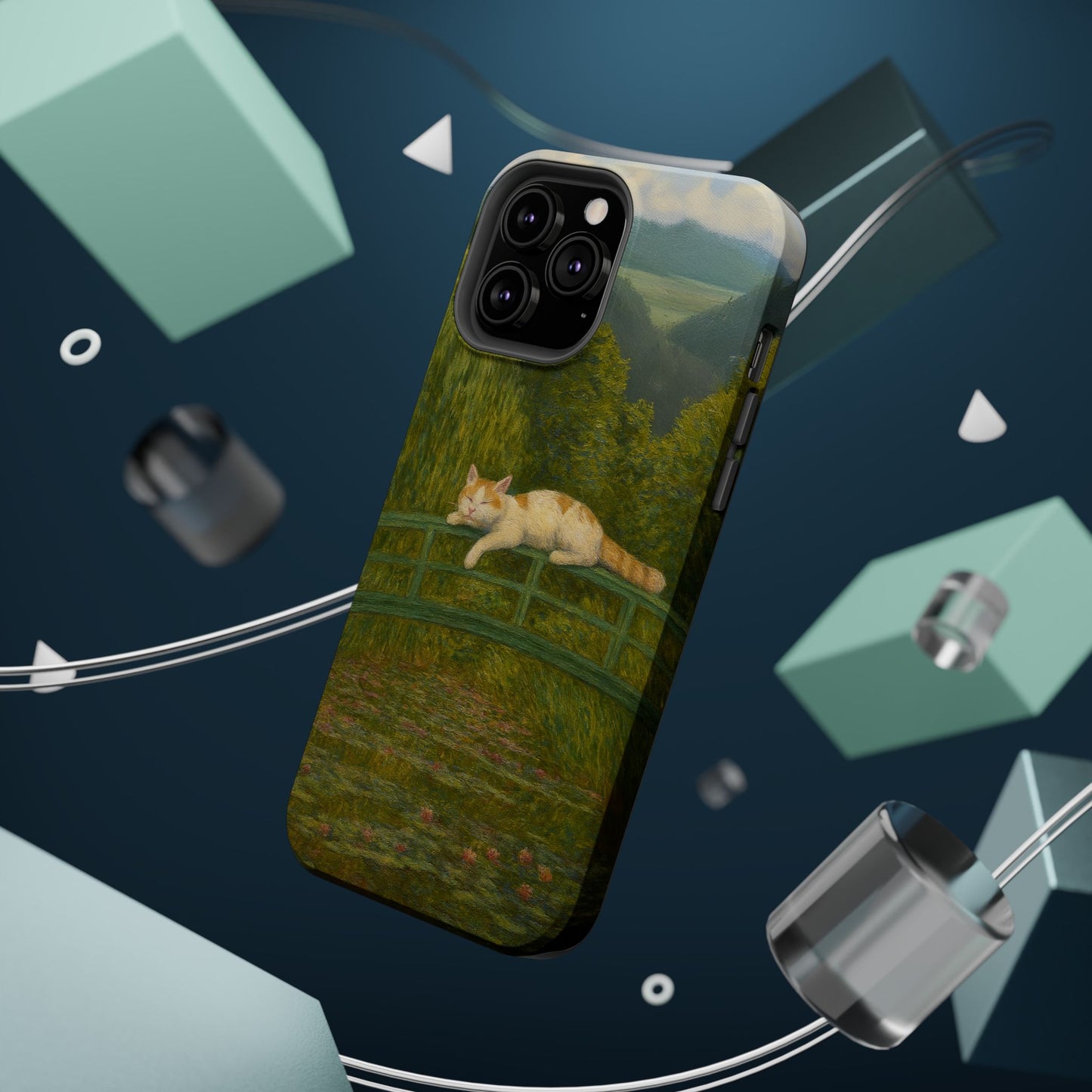 Sleeping Cat on the Japanese Bridge โ Monet Inspired โ iPhone 16, 15, 14, 13 โ MagSafe Magnetic Tough Case by HitStickers