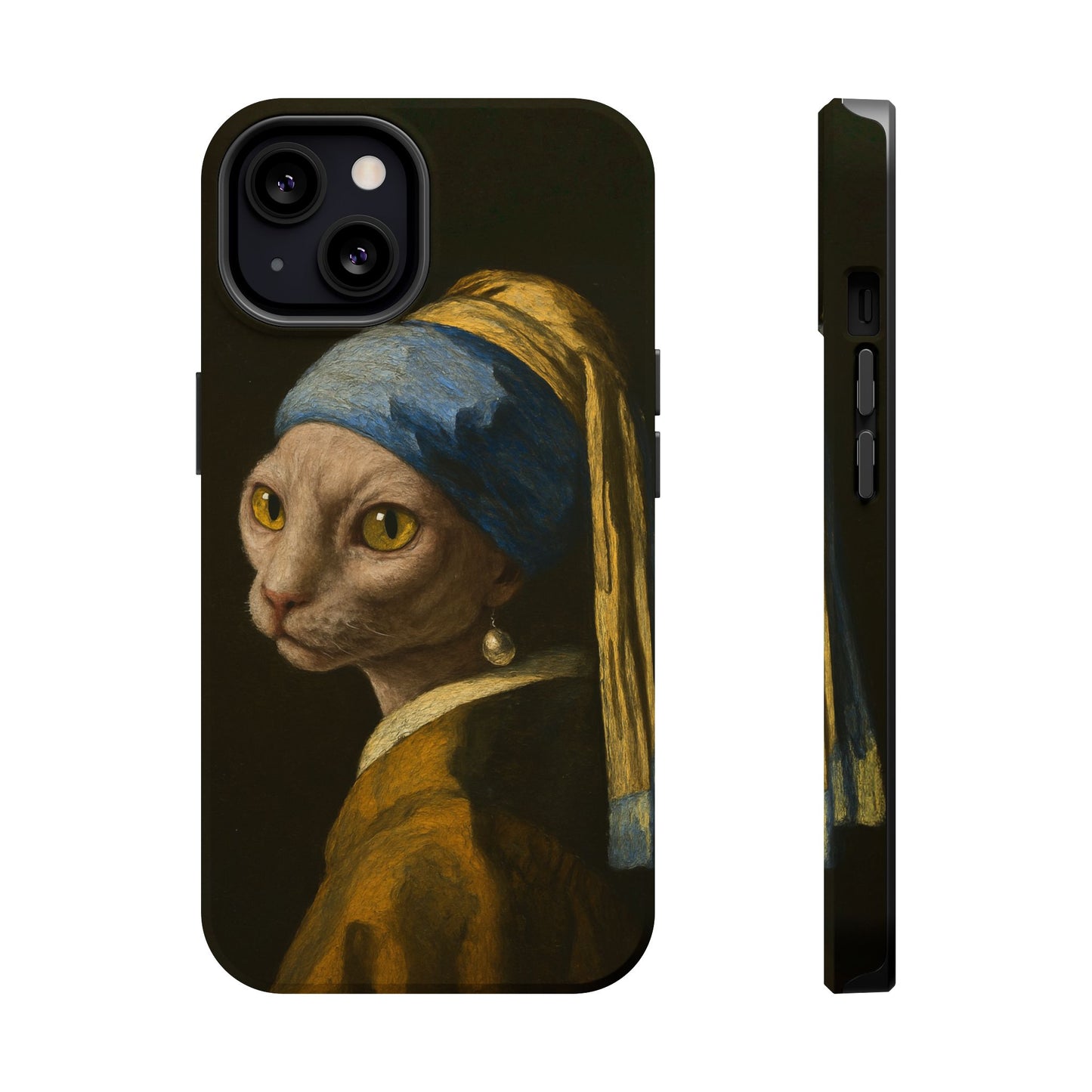 Cat with a Pearl Earring โ Vermeer Inspired โ iPhone 16, 15, 14, 13 โ MagSafe Magnetic Tough Case by HitStickers