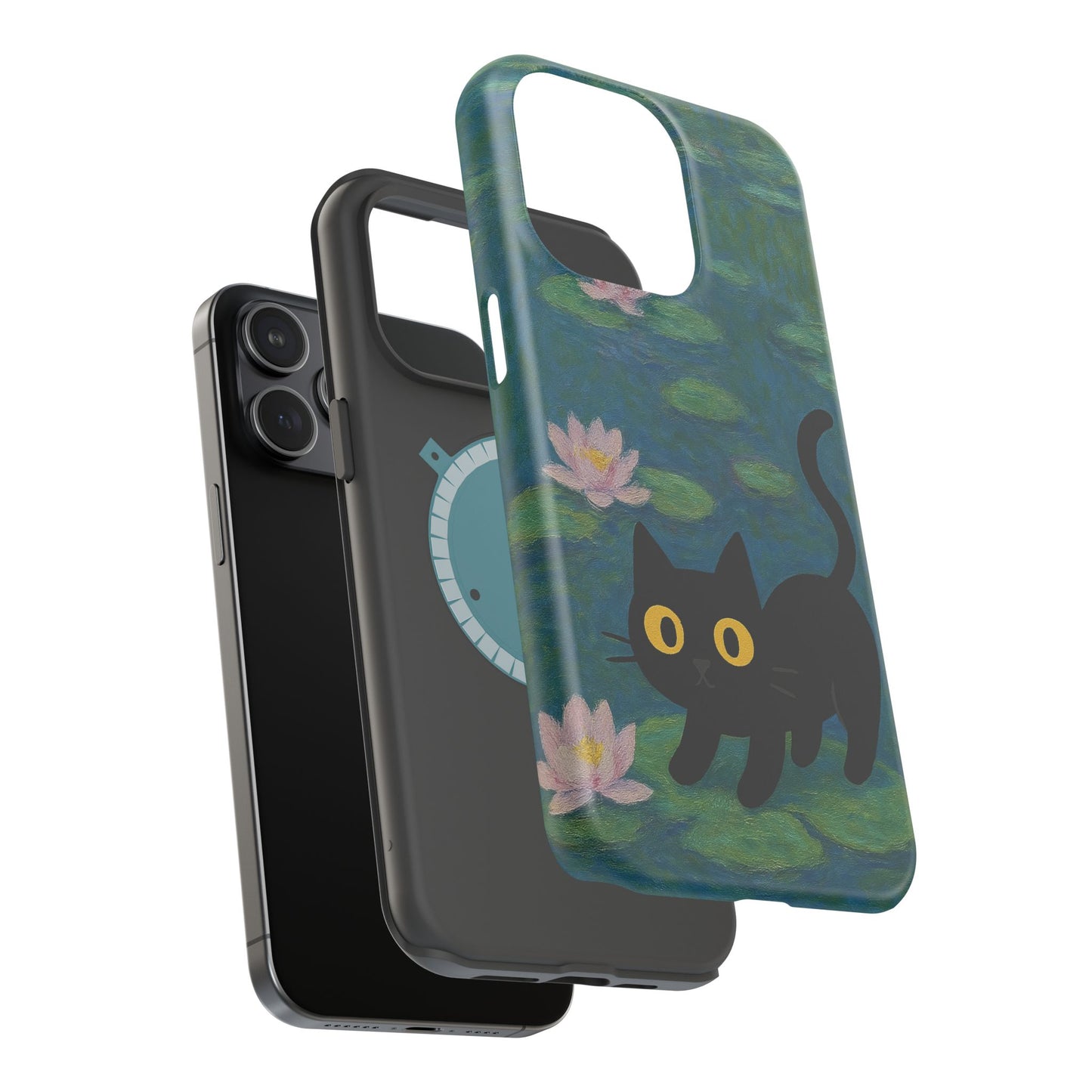 Water Lily Cat โ Monet Inspired โ iPhone 16, 15, 14, 13 โ MagSafe Magnetic Tough Case by HitStickers