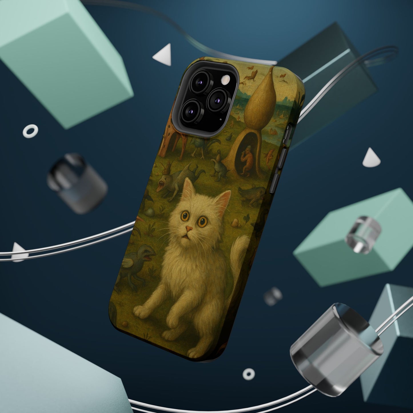 Garden of Cat Delights โ Bosch Inspired โ iPhone 16, 15, 14, 13 โ MagSafe Magnetic Tough Case by HitStickers