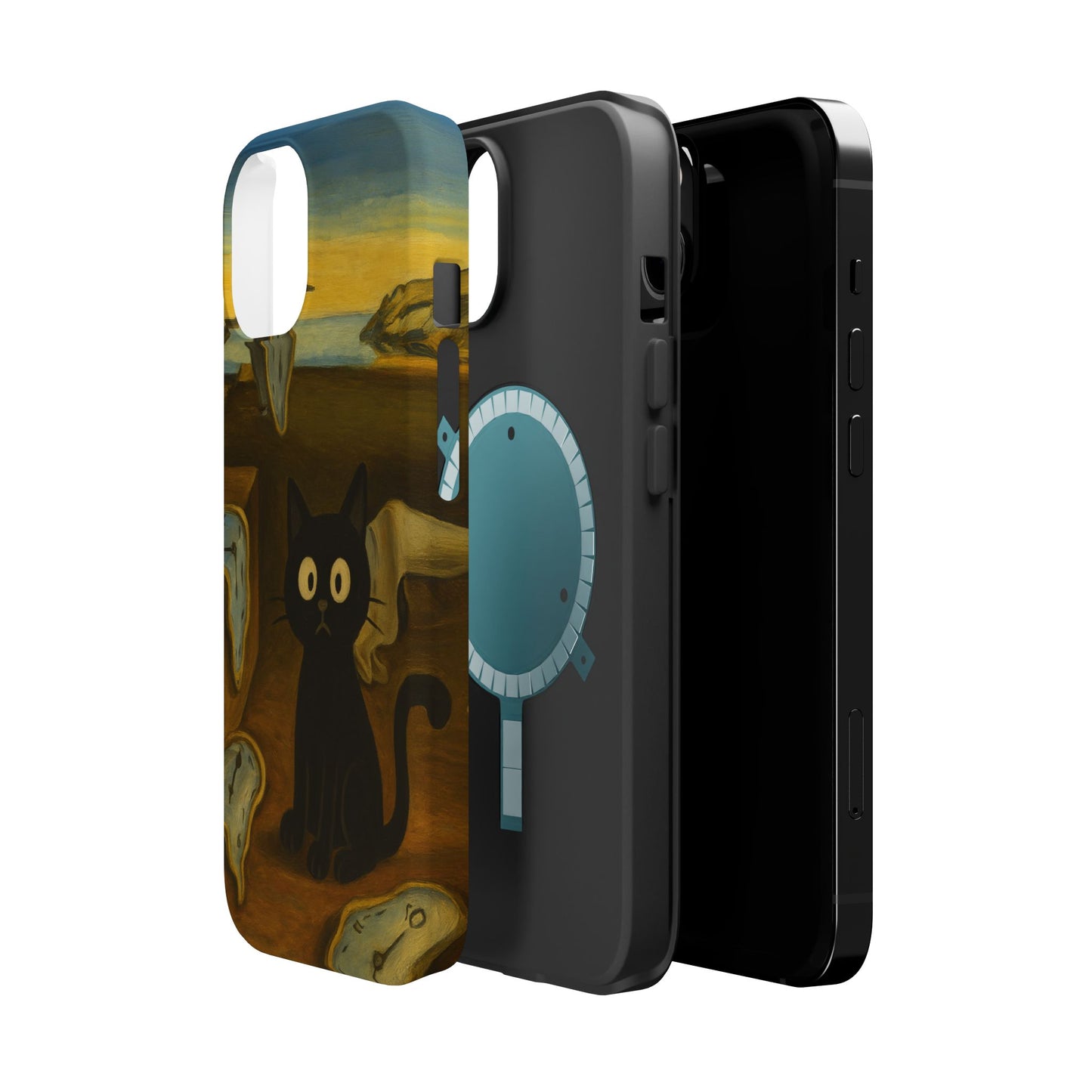 The Cat of Melting Time – Dalí Inspired – iPhone 16, 15, 14, 13 – MagSafe Magnetic Tough Case by HitStickers