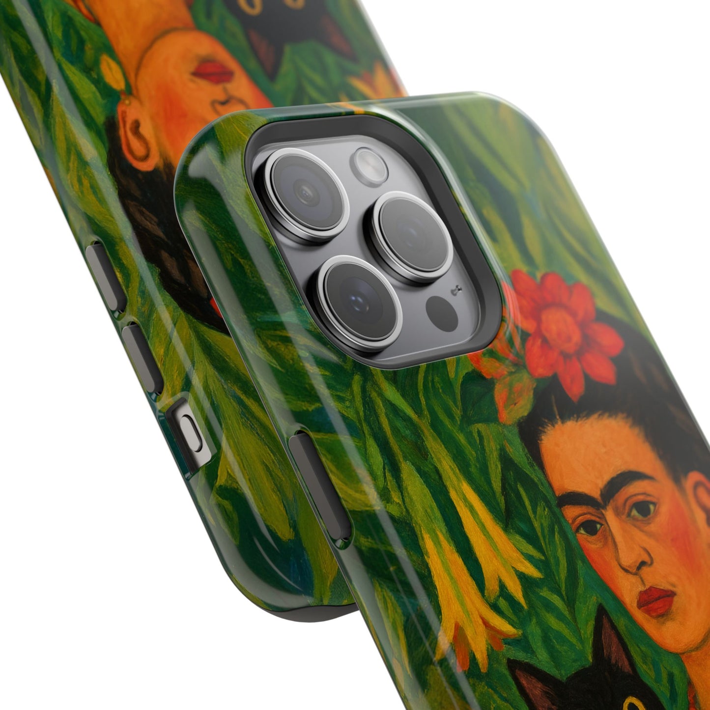 Frida & the Black Cat โ Kahlo Inspired โ iPhone 16, 15, 14, 13 โ MagSafe Magnetic Tough Case by HitStickers