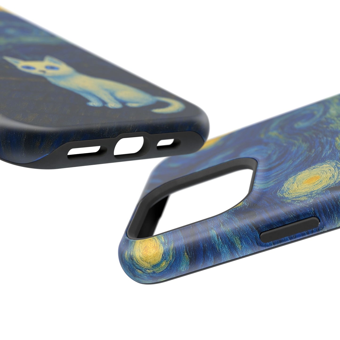Starry Night Cat โ Van Gogh Inspired โ iPhone 16, 15, 14, 13 โ MagSafe Magnetic Tough Case by HitStickers