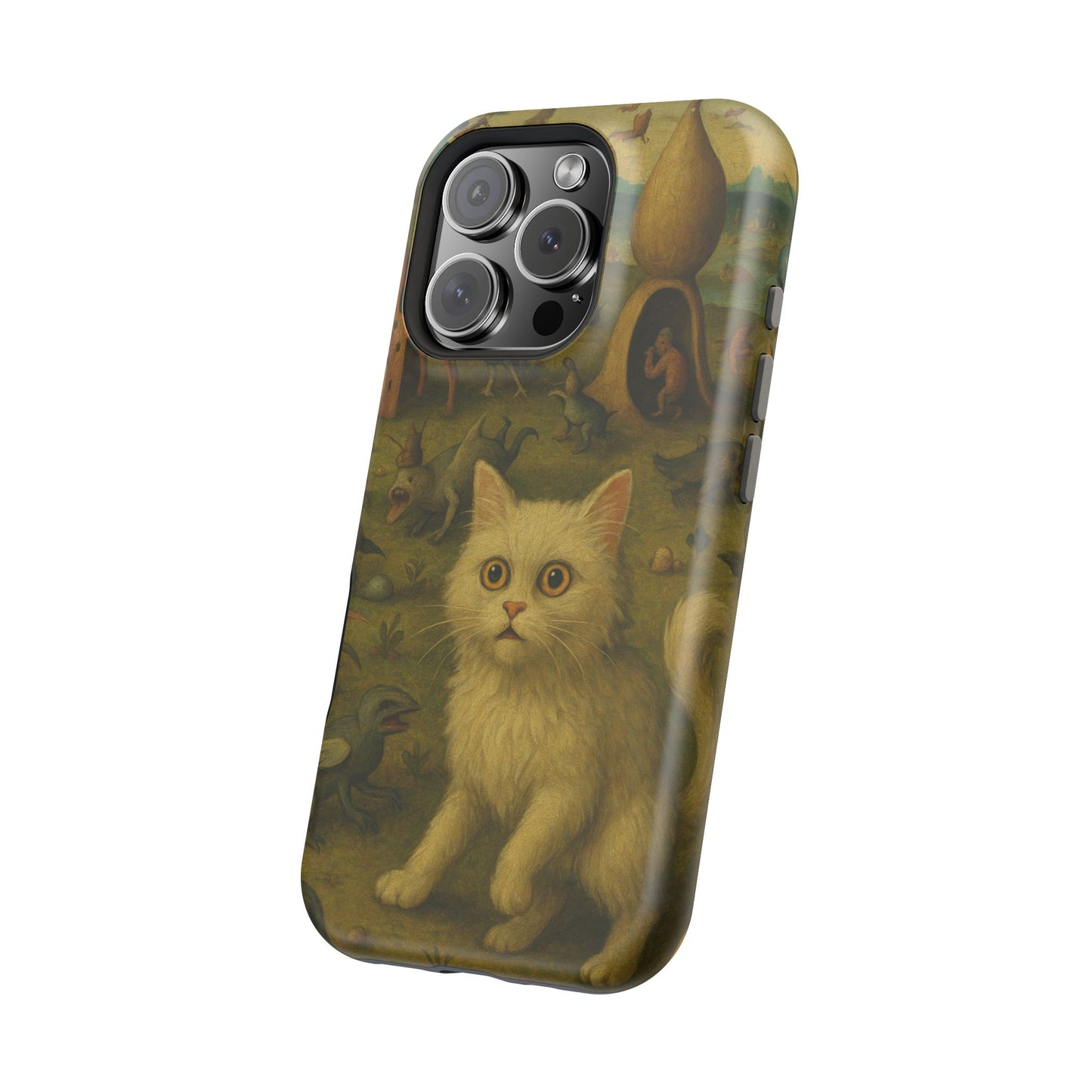 Garden of Cat Delights โ Bosch Inspired โ iPhone 16, 15, 14, 13 โ MagSafe Magnetic Tough Case by HitStickers