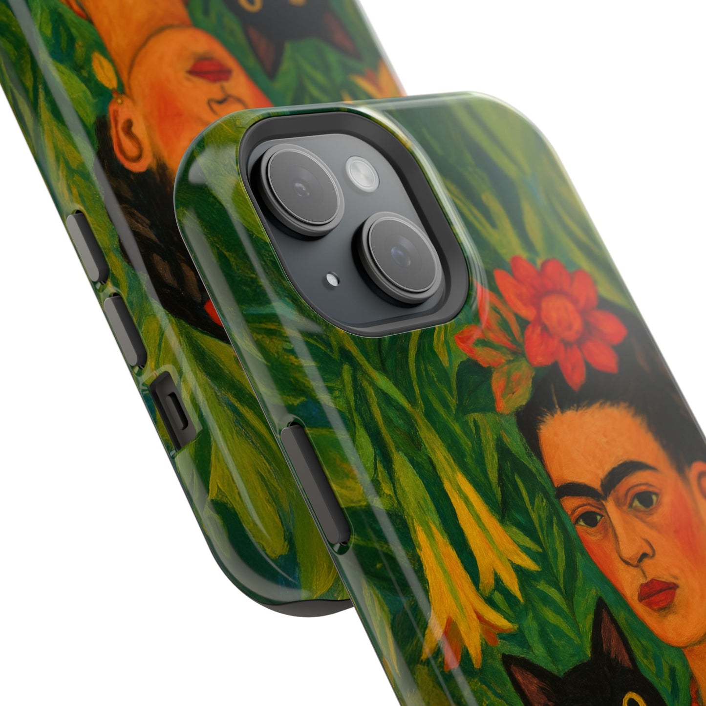Frida & the Black Cat โ Kahlo Inspired โ iPhone 16, 15, 14, 13 โ MagSafe Magnetic Tough Case by HitStickers