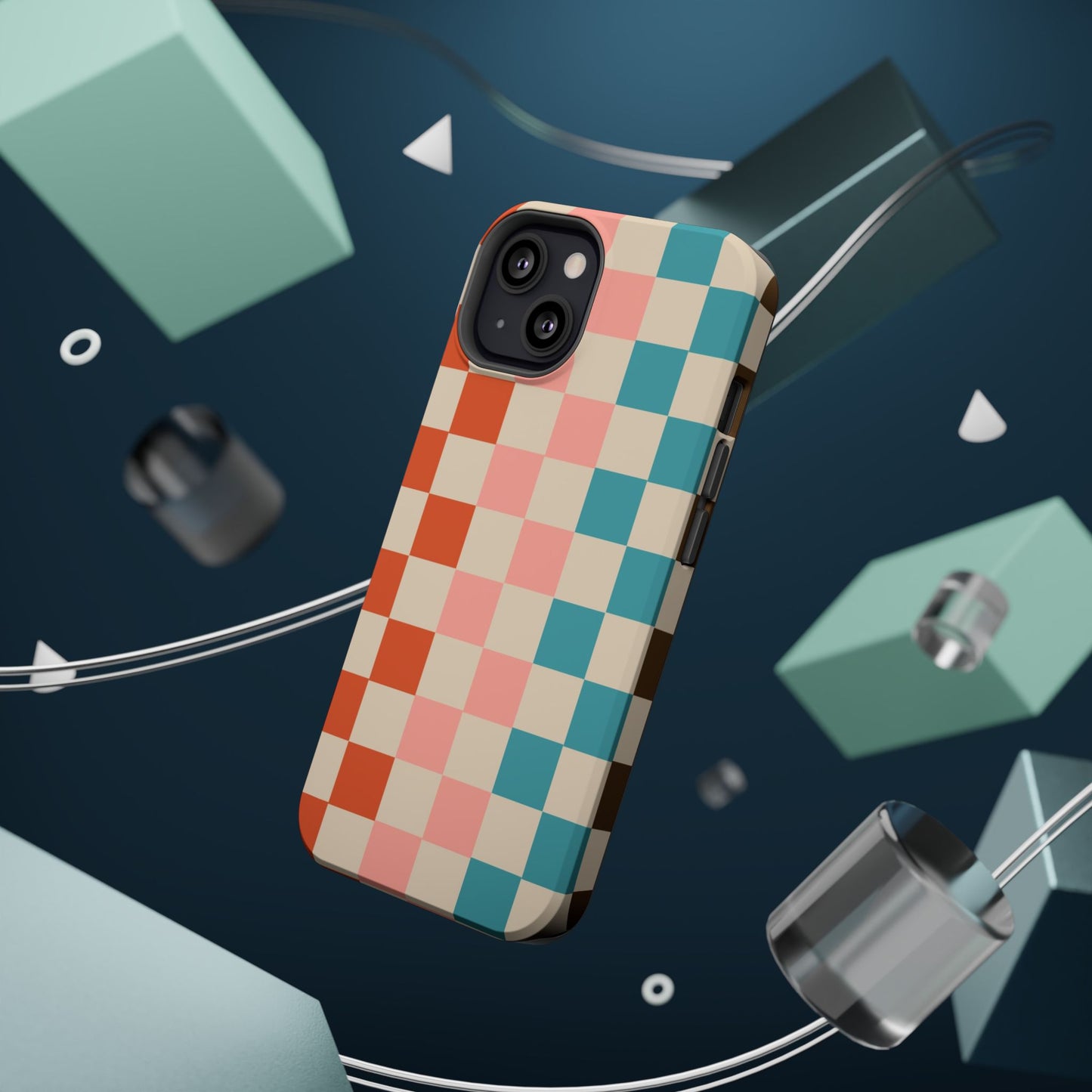 Retro Check Pop โ iPhone 16, 15, 14, 13 โ MagSafe Magnetic Tough Case by HitStickers