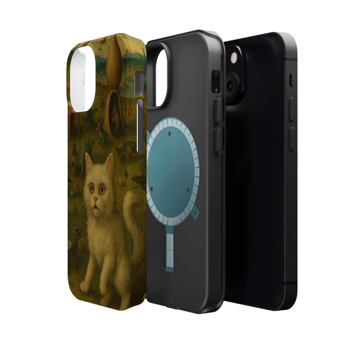 Garden of Cat Delights โ Bosch Inspired โ iPhone 16, 15, 14, 13 โ MagSafe Magnetic Tough Case by HitStickers