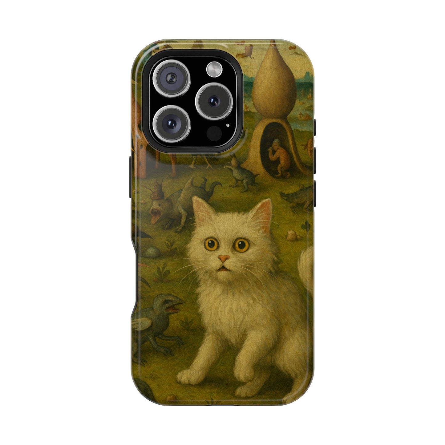 Garden of Cat Delights โ Bosch Inspired โ iPhone 16, 15, 14, 13 โ MagSafe Magnetic Tough Case by HitStickers