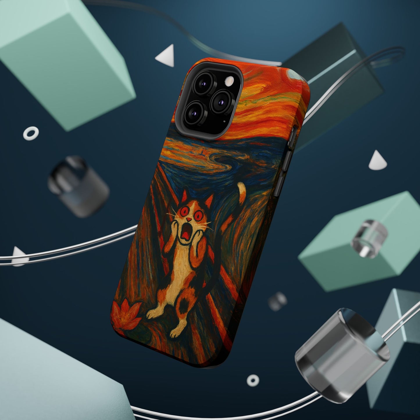 The Cat Scream โ Munch Inspired โ iPhone 16, 15, 14, 13 โ MagSafe Magnetic Tough Case by HitStickers