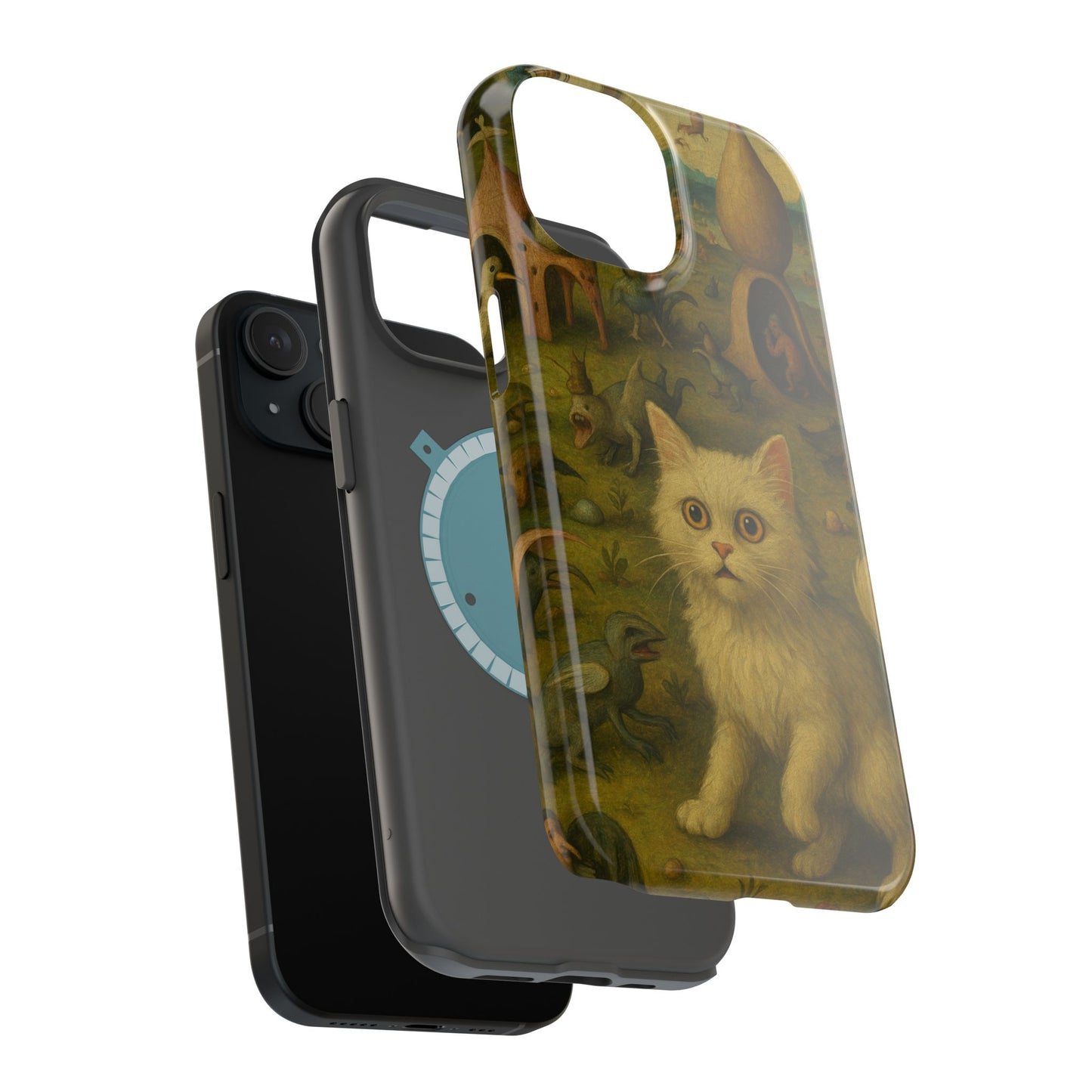 Garden of Cat Delights โ Bosch Inspired โ iPhone 16, 15, 14, 13 โ MagSafe Magnetic Tough Case by HitStickers