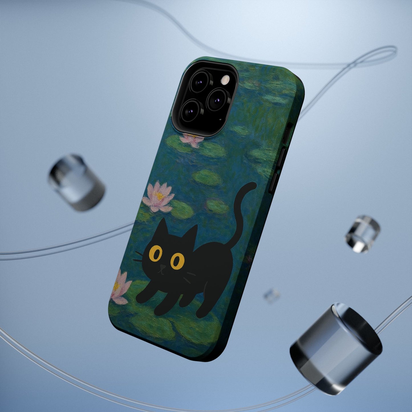 Water Lily Cat โ Monet Inspired โ iPhone 16, 15, 14, 13 โ MagSafe Magnetic Tough Case by HitStickers