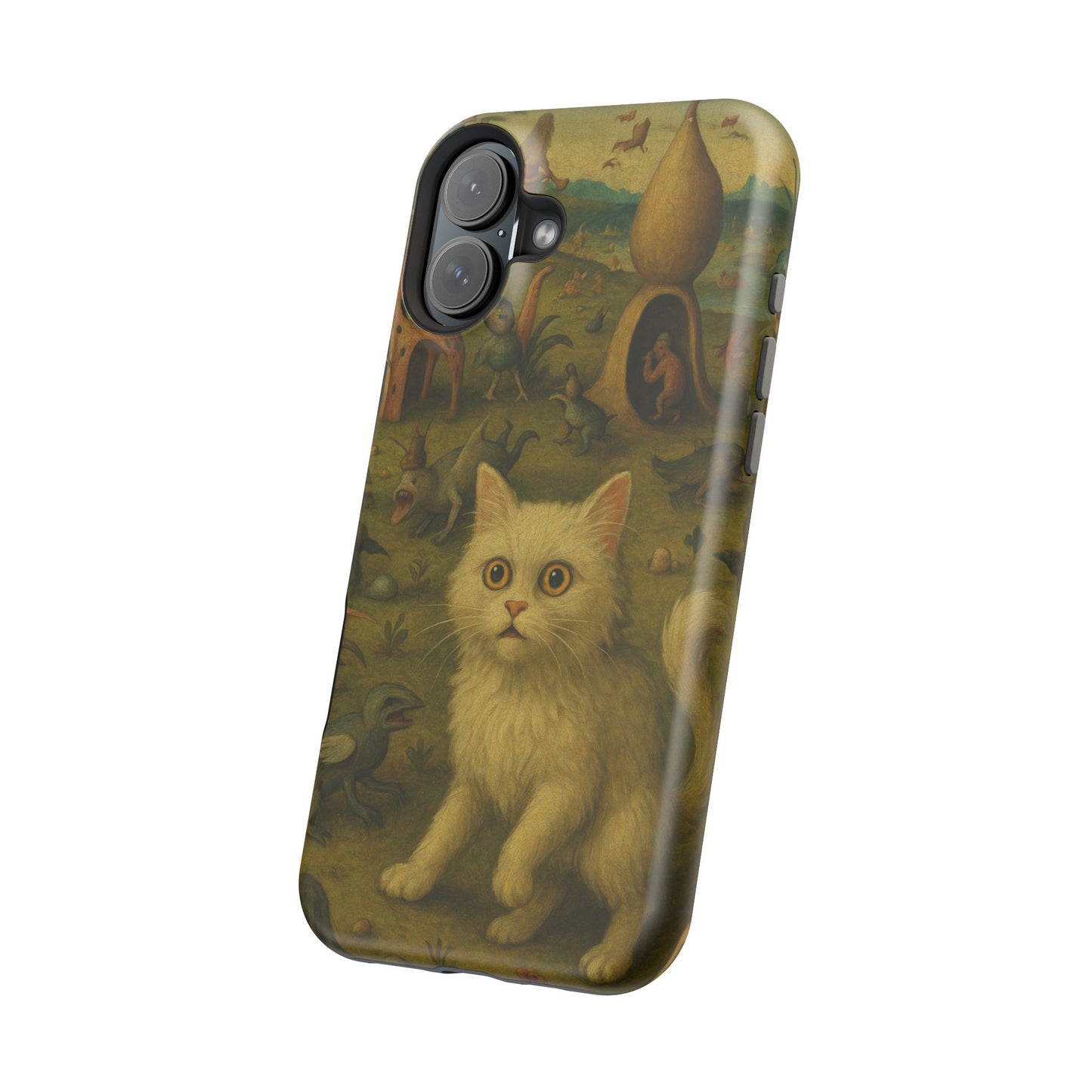 Garden of Cat Delights โ Bosch Inspired โ iPhone 16, 15, 14, 13 โ MagSafe Magnetic Tough Case by HitStickers