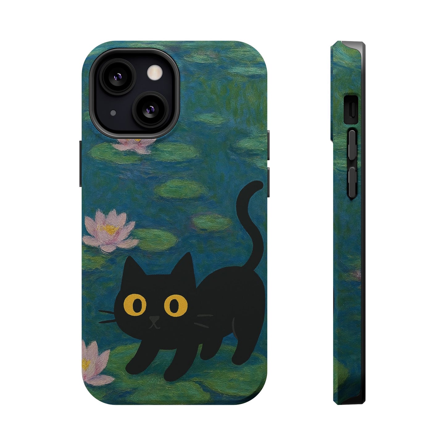Water Lily Cat โ Monet Inspired โ iPhone 16, 15, 14, 13 โ MagSafe Magnetic Tough Case by HitStickers