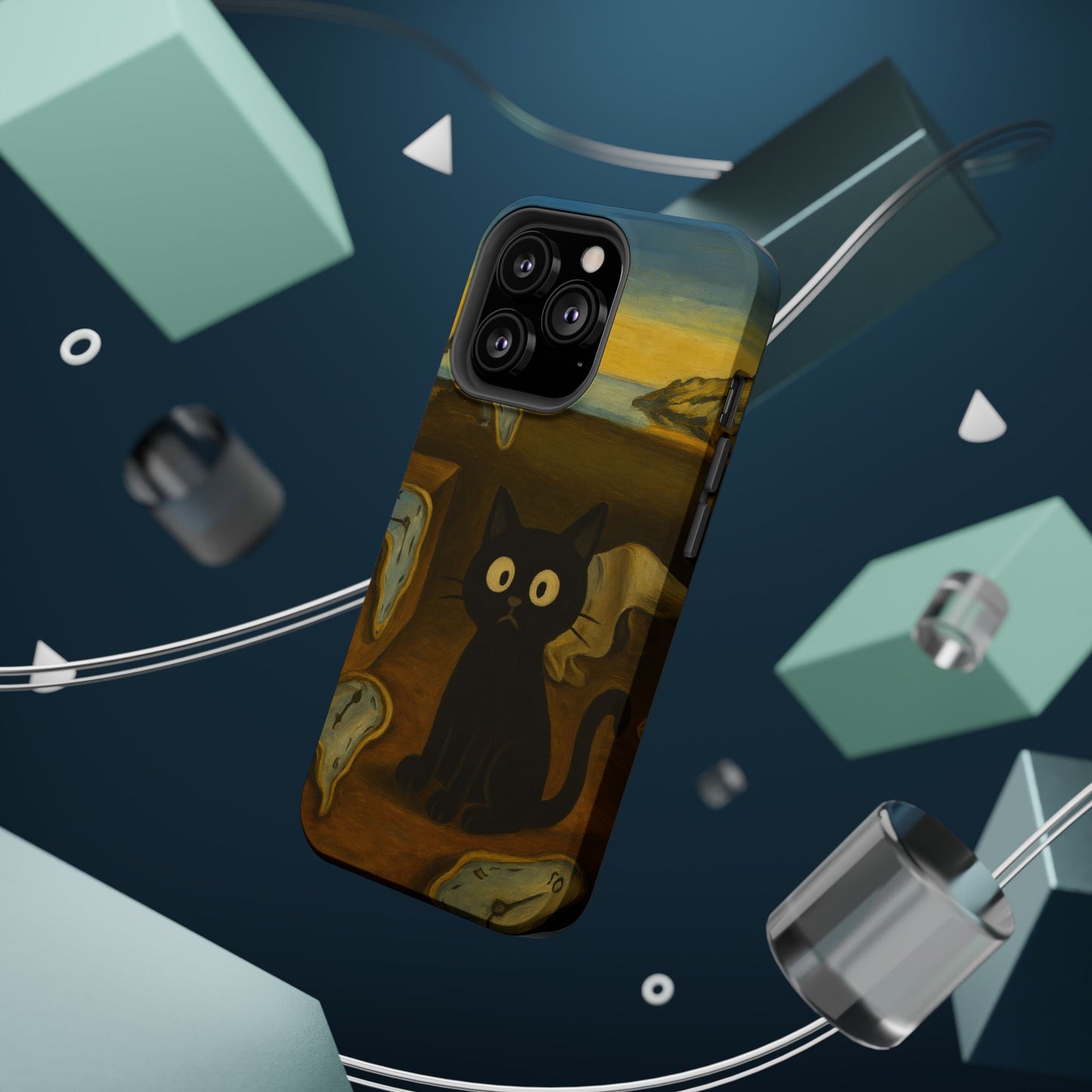 The Cat of Melting Time – Dalí Inspired – iPhone 16, 15, 14, 13 – MagSafe Magnetic Tough Case by HitStickers