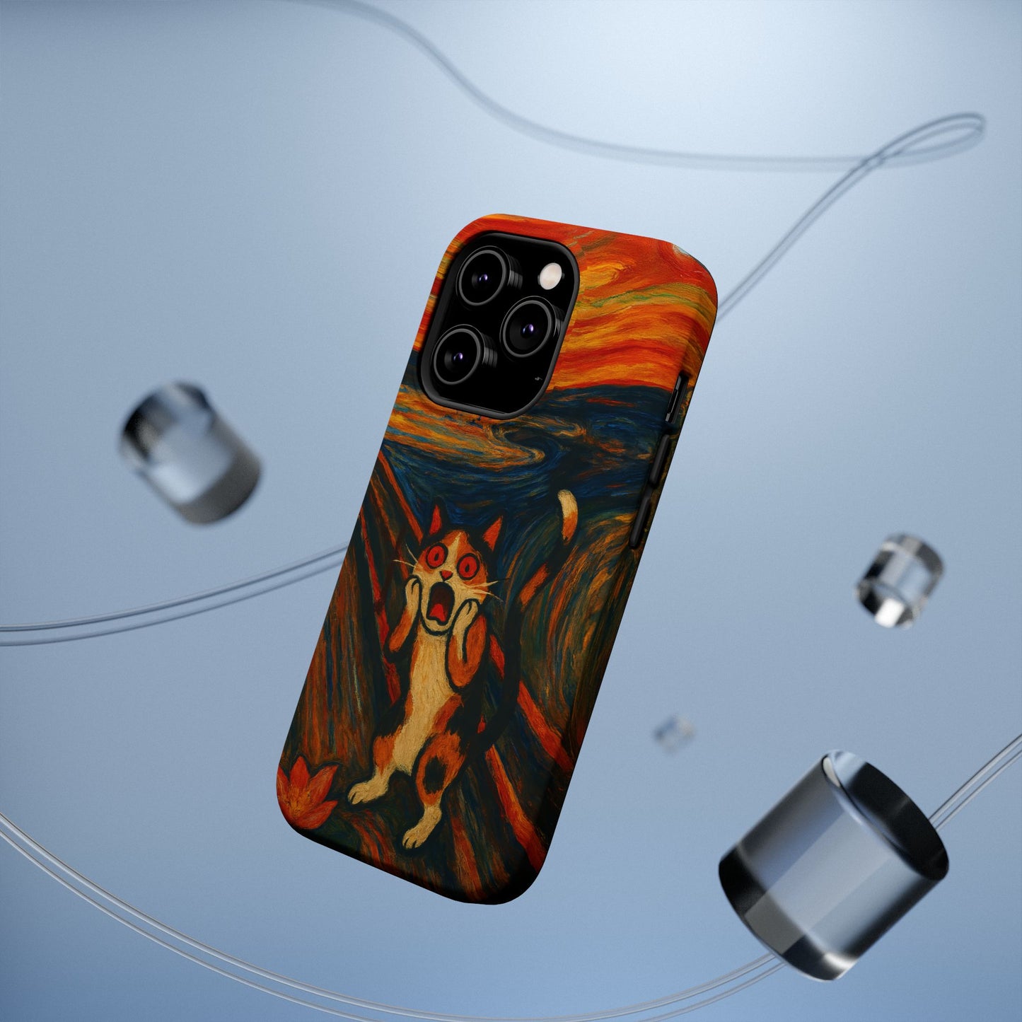The Cat Scream โ Munch Inspired โ iPhone 16, 15, 14, 13 โ MagSafe Magnetic Tough Case by HitStickers