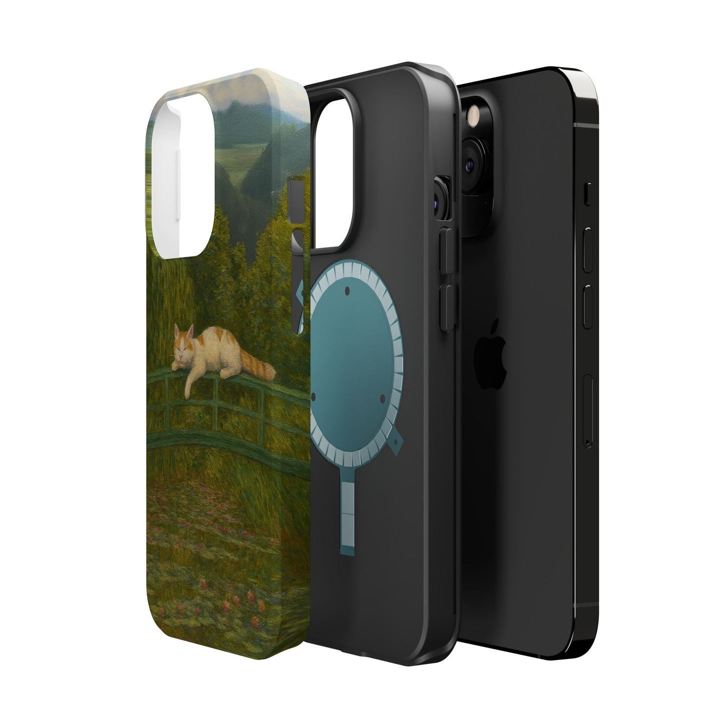 Sleeping Cat on the Japanese Bridge โ Monet Inspired โ iPhone 16, 15, 14, 13 โ MagSafe Magnetic Tough Case by HitStickers