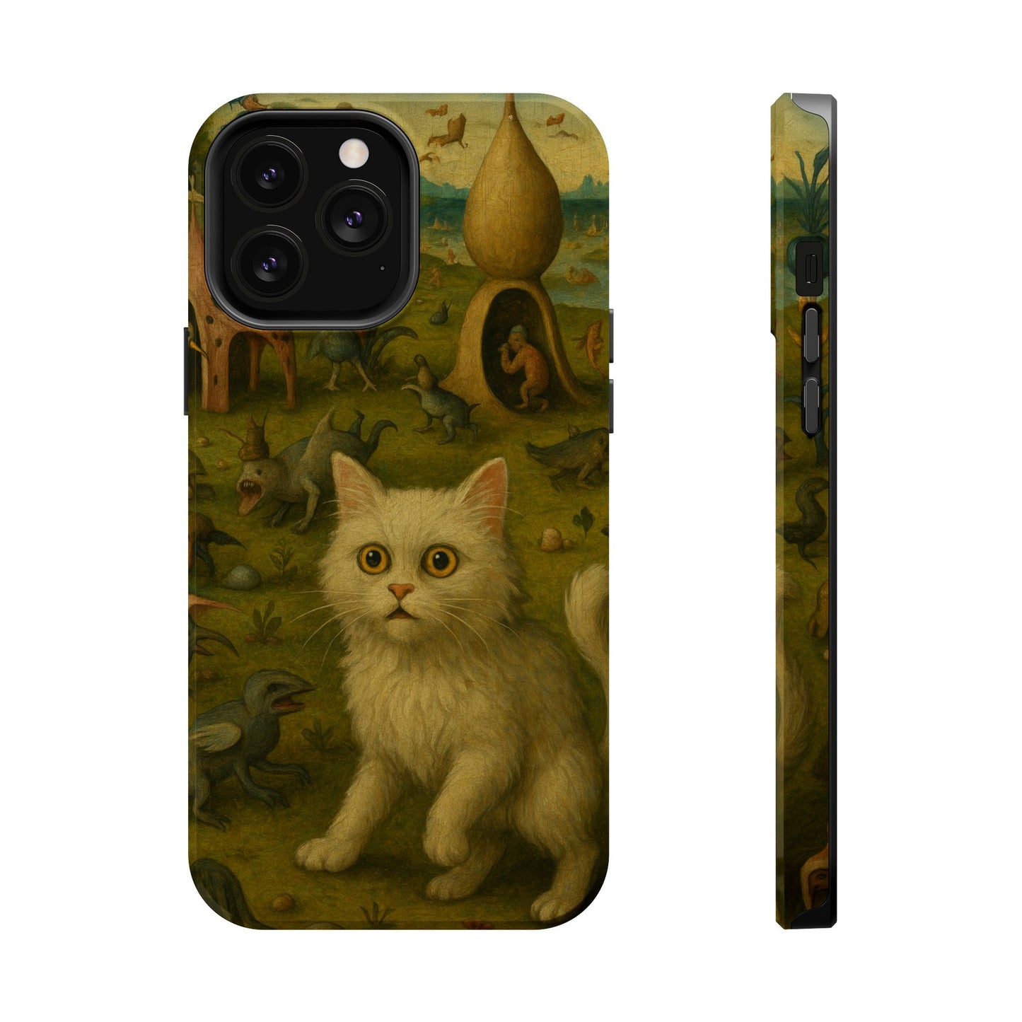 Garden of Cat Delights โ Bosch Inspired โ iPhone 16, 15, 14, 13 โ MagSafe Magnetic Tough Case by HitStickers