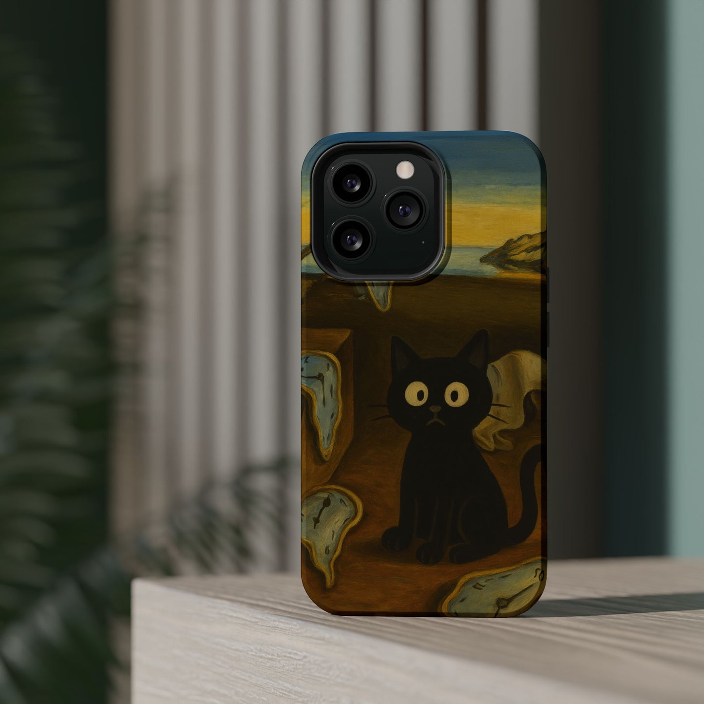 The Cat of Melting Time – Dalí Inspired – iPhone 16, 15, 14, 13 – MagSafe Magnetic Tough Case by HitStickers