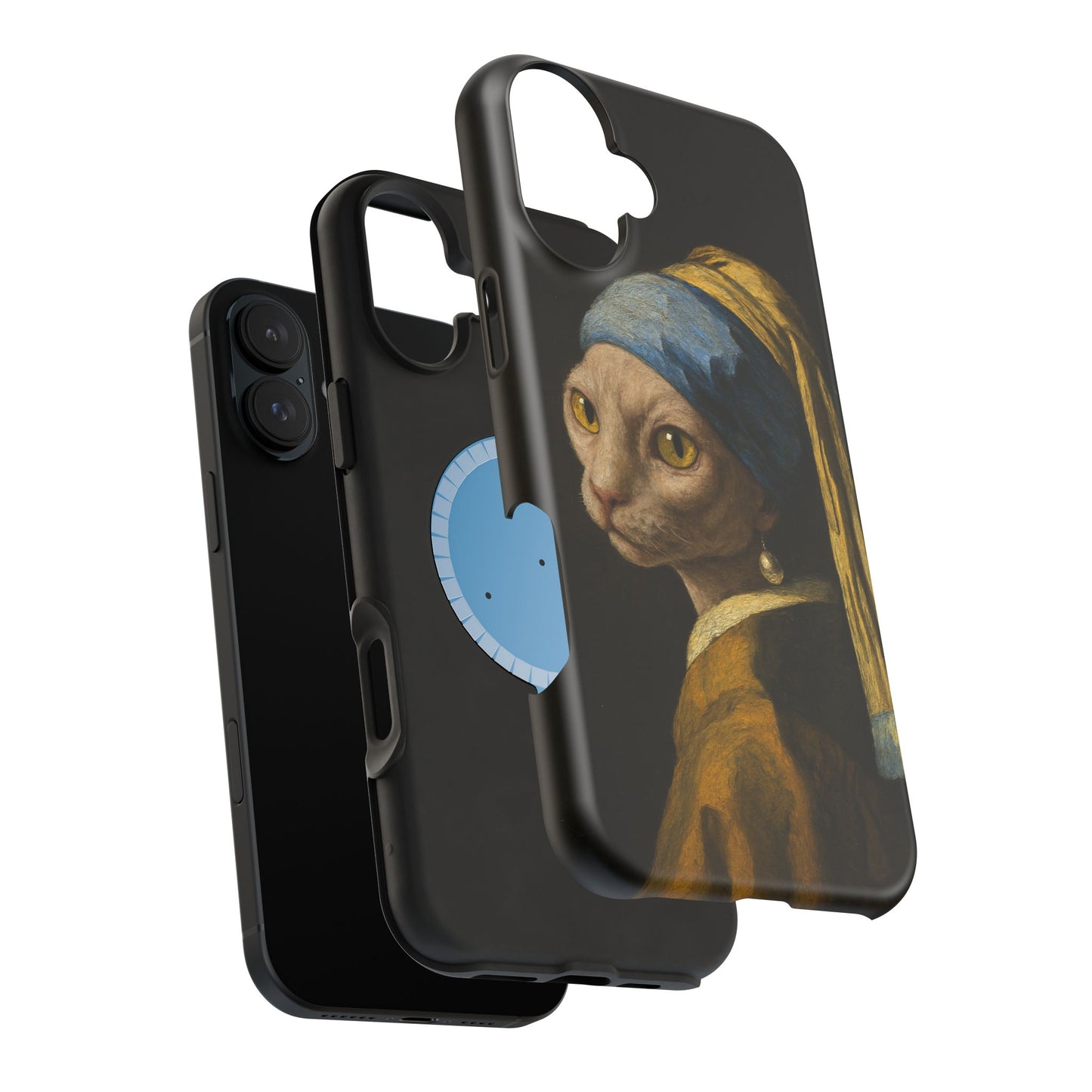 Cat with a Pearl Earring โ Vermeer Inspired โ iPhone 16, 15, 14, 13 โ MagSafe Magnetic Tough Case by HitStickers