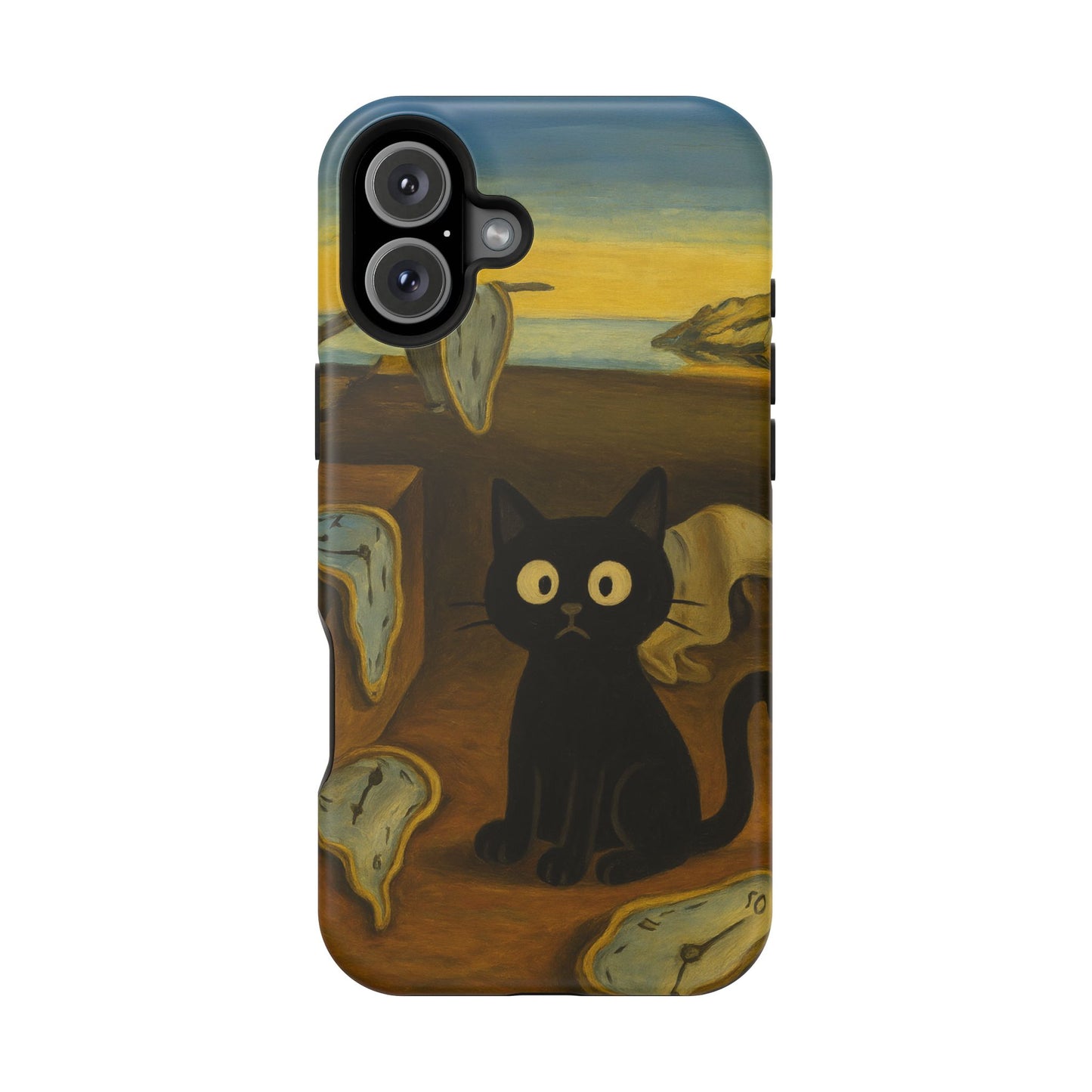 The Cat of Melting Time – Dalí Inspired – iPhone 16, 15, 14, 13 – MagSafe Magnetic Tough Case by HitStickers
