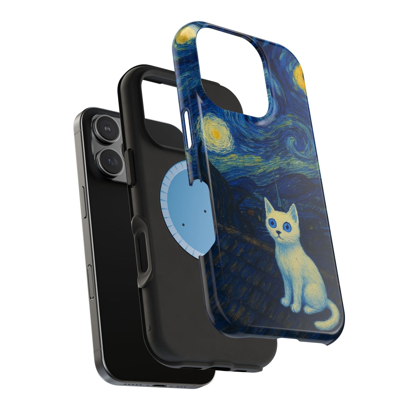 Starry Night Cat โ Van Gogh Inspired โ iPhone 16, 15, 14, 13 โ MagSafe Magnetic Tough Case by HitStickers