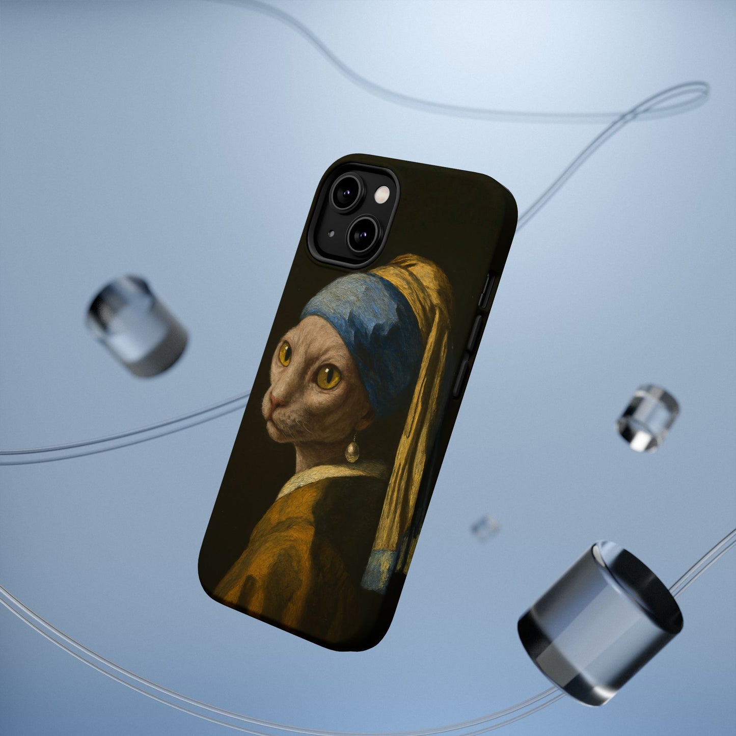 Cat with a Pearl Earring โ Vermeer Inspired โ iPhone 16, 15, 14, 13 โ MagSafe Magnetic Tough Case by HitStickers