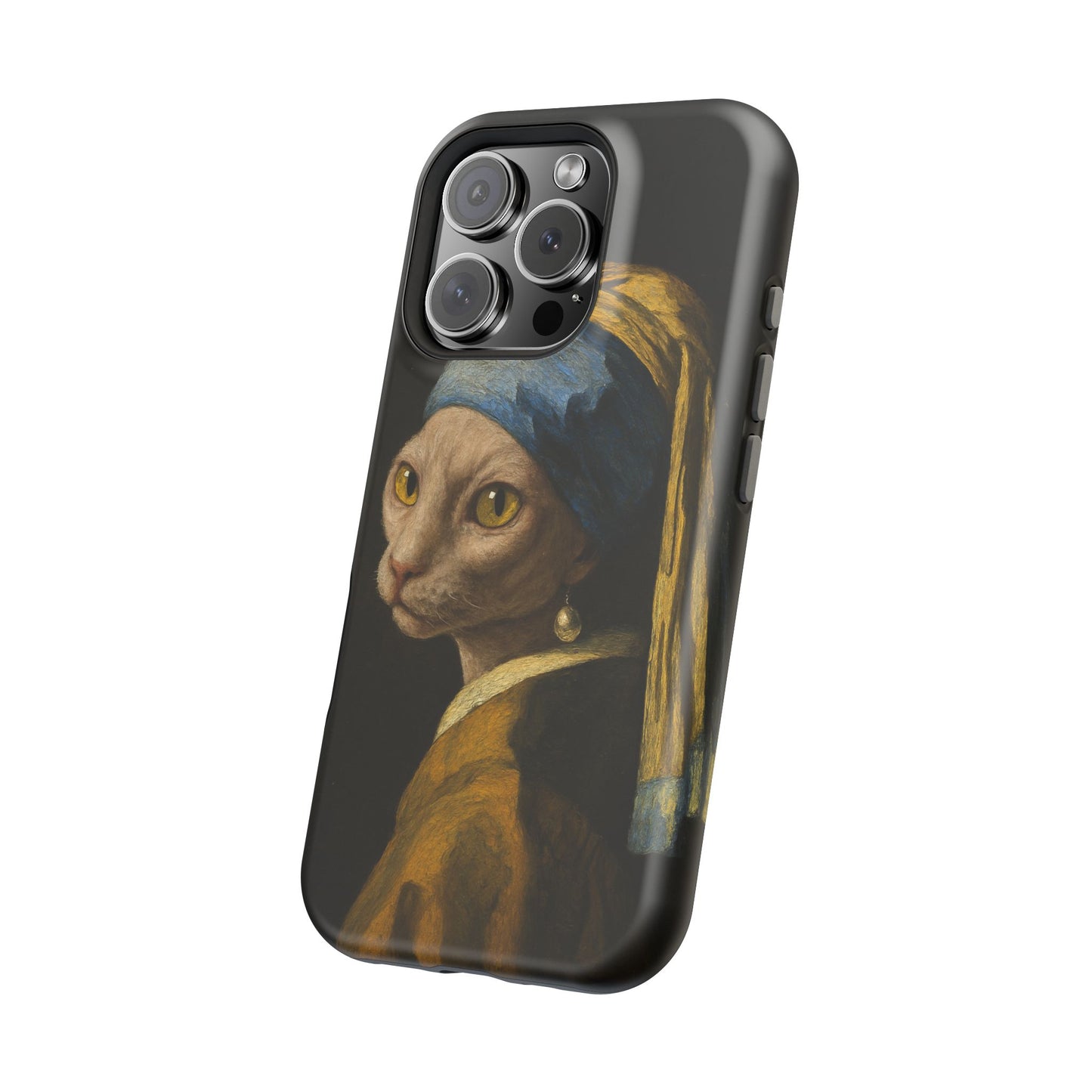 Cat with a Pearl Earring โ Vermeer Inspired โ iPhone 16, 15, 14, 13 โ MagSafe Magnetic Tough Case by HitStickers