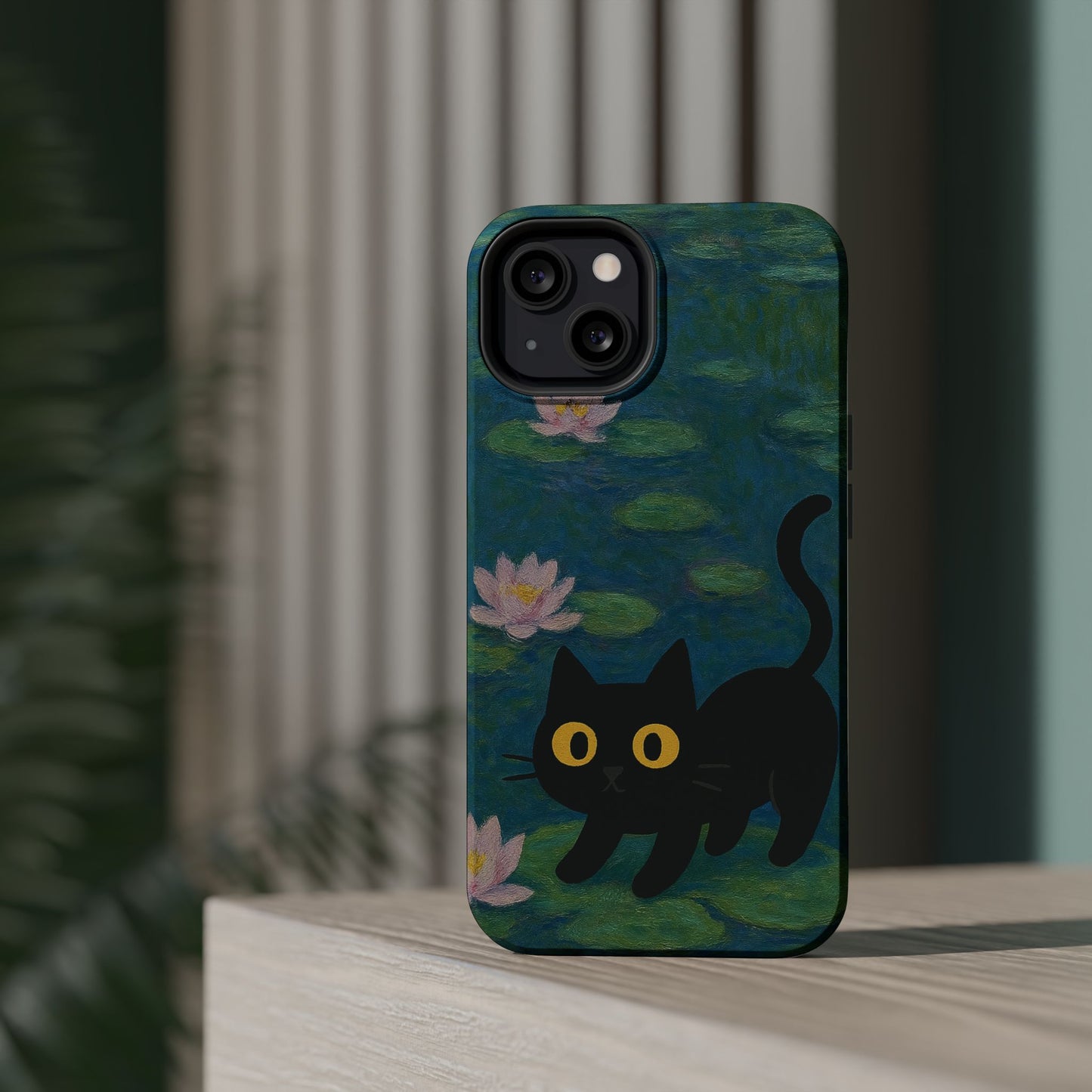 Water Lily Cat โ Monet Inspired โ iPhone 16, 15, 14, 13 โ MagSafe Magnetic Tough Case by HitStickers