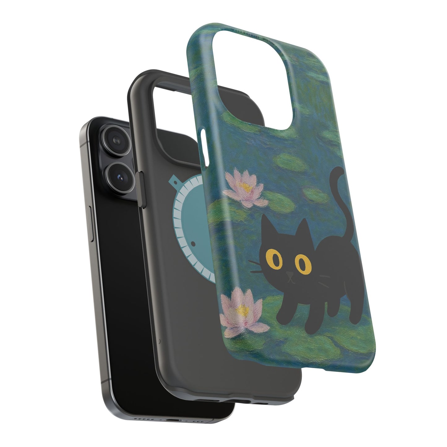 Water Lily Cat โ Monet Inspired โ iPhone 16, 15, 14, 13 โ MagSafe Magnetic Tough Case by HitStickers